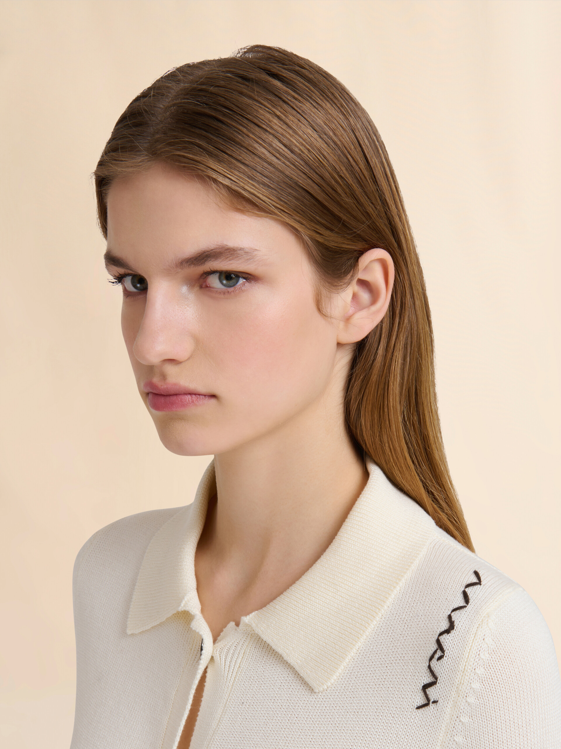 Cream cotton collared cardigan - Pullovers - Image 4