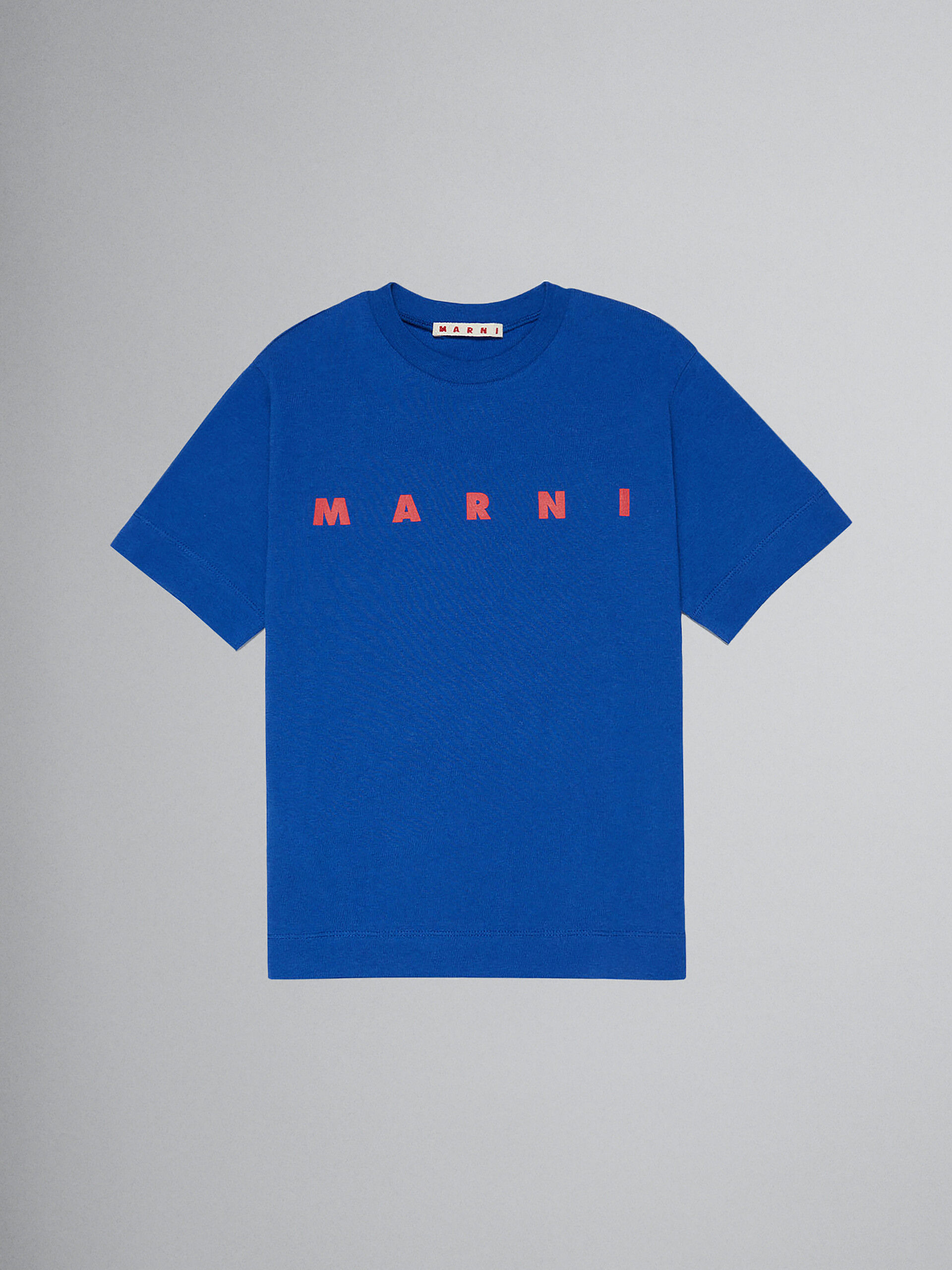 T-shirt blu in jersey con logo - T-shirt - Image 1