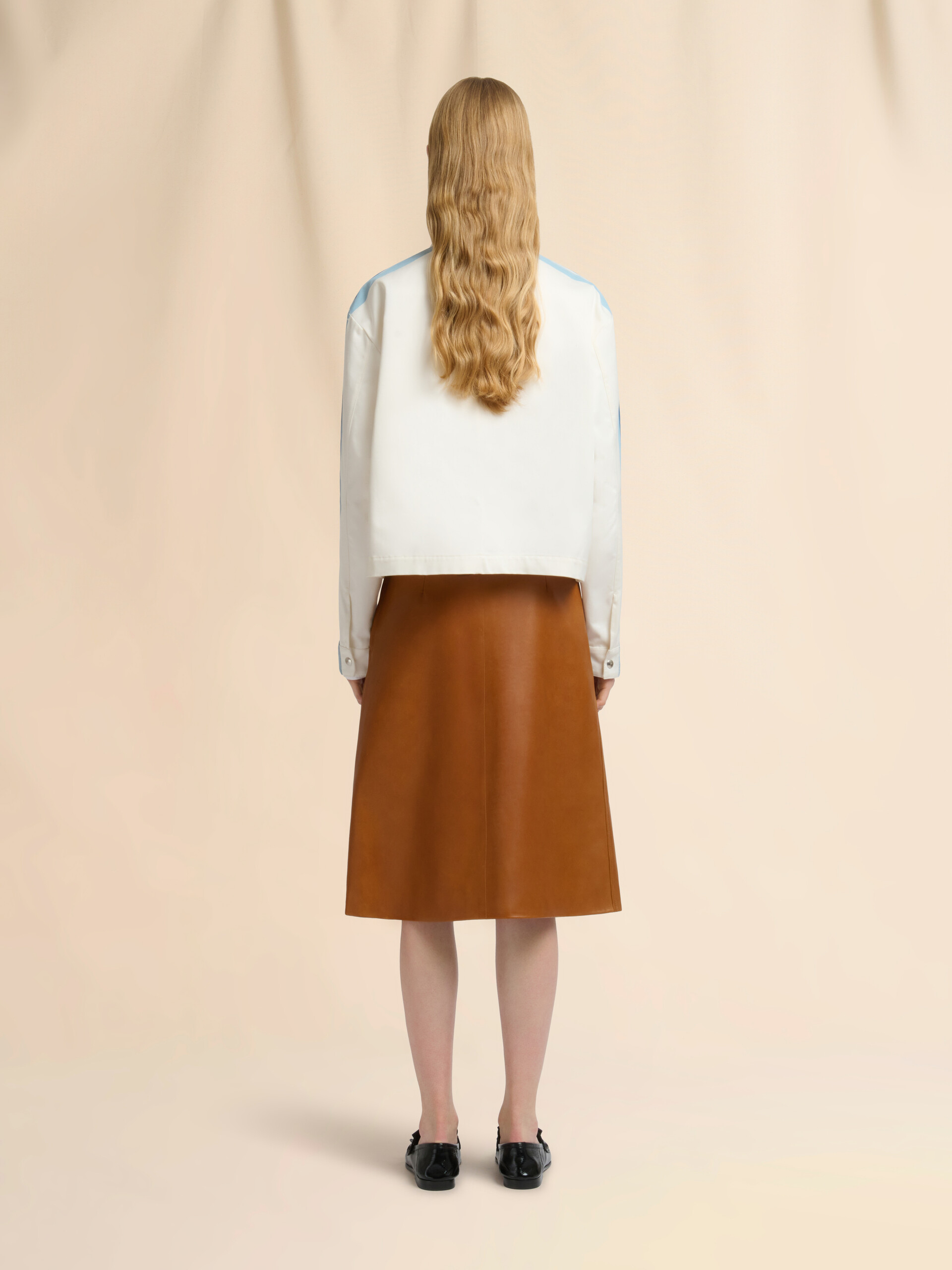 White gabardine zip shirt with stripes - Shirts - Image 3