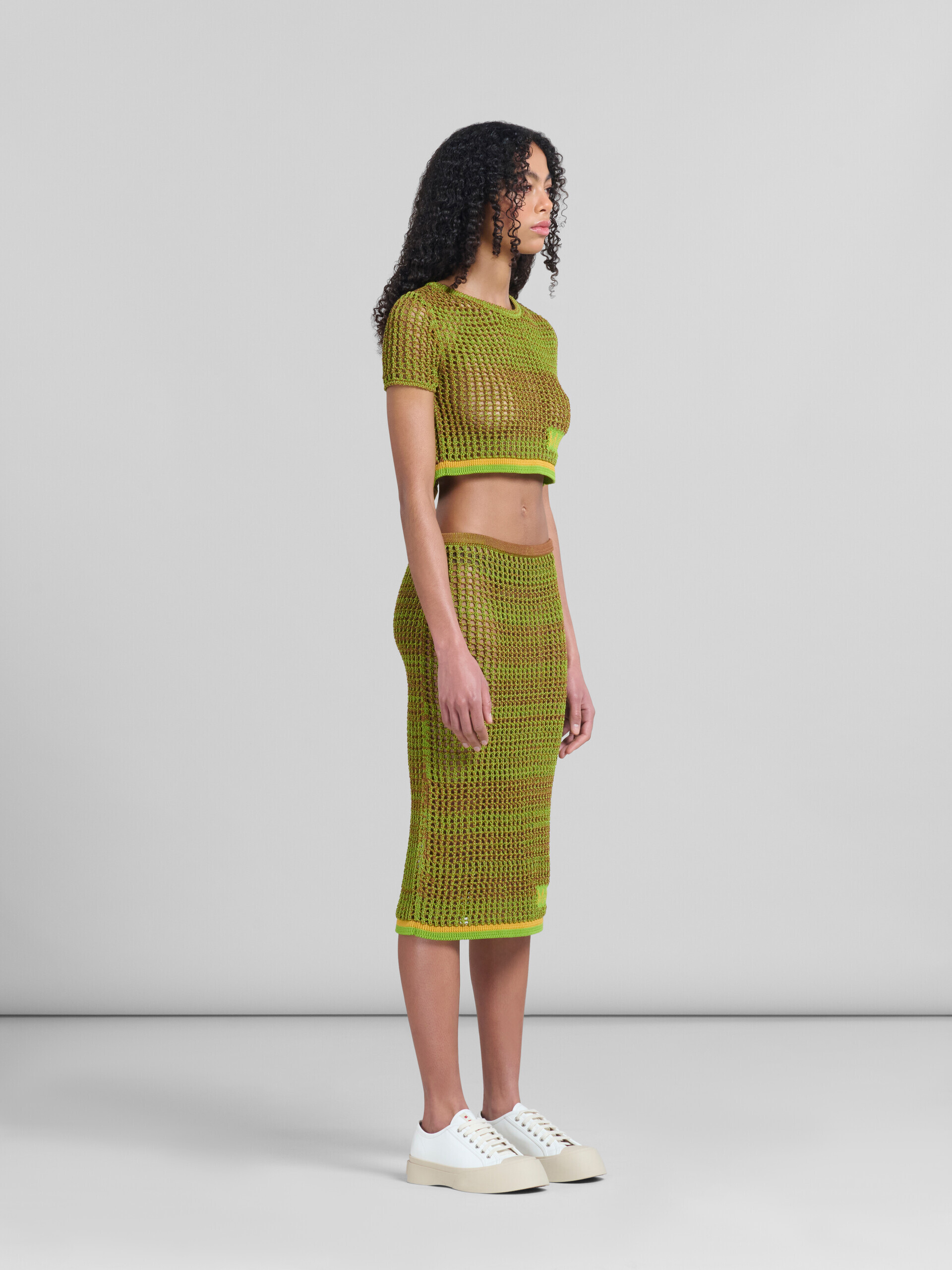 Green organic cotton net T-shirt | Marni