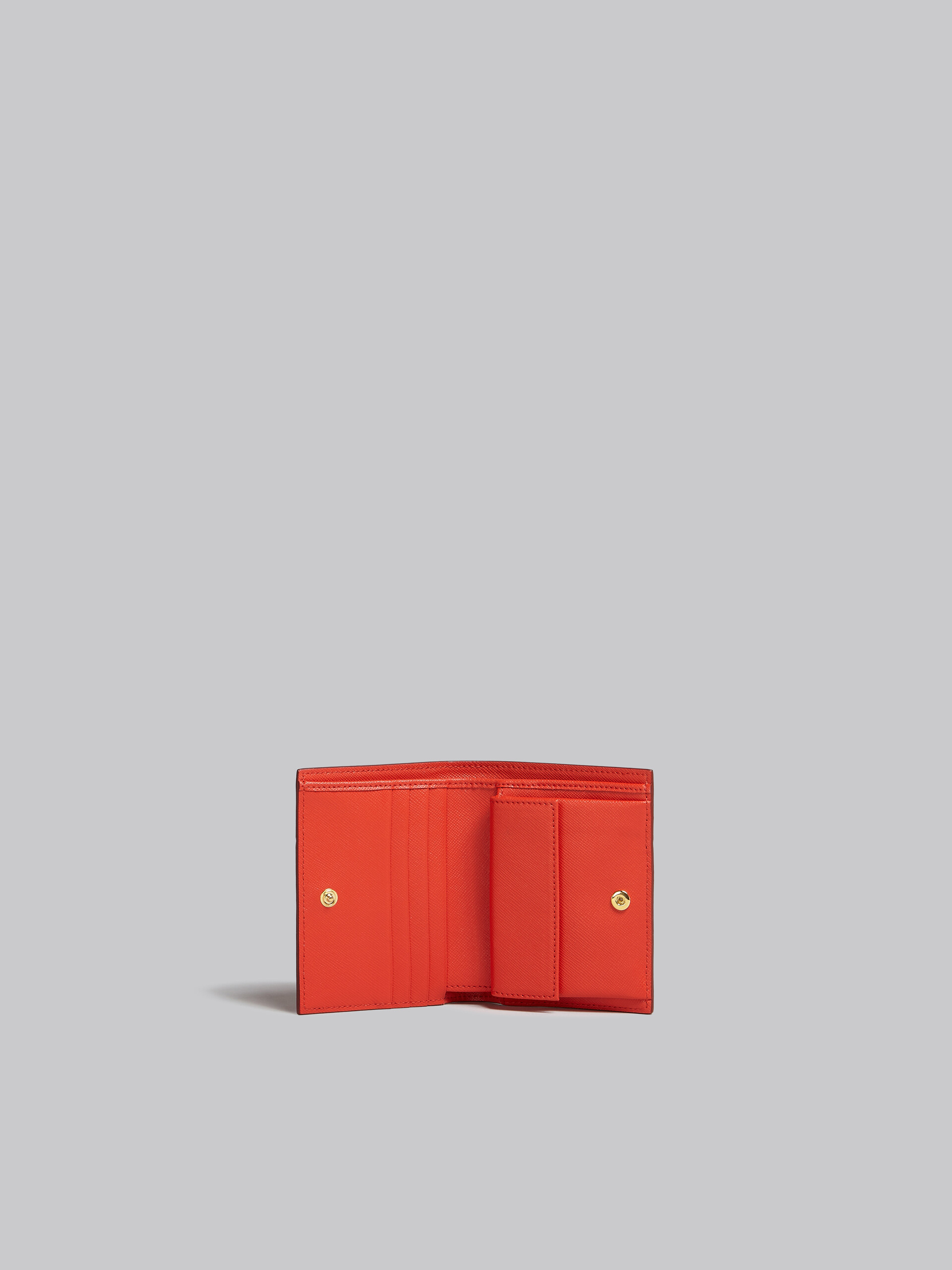 Orange saffiano leather bi-fold wallet - Wallets - Image 2