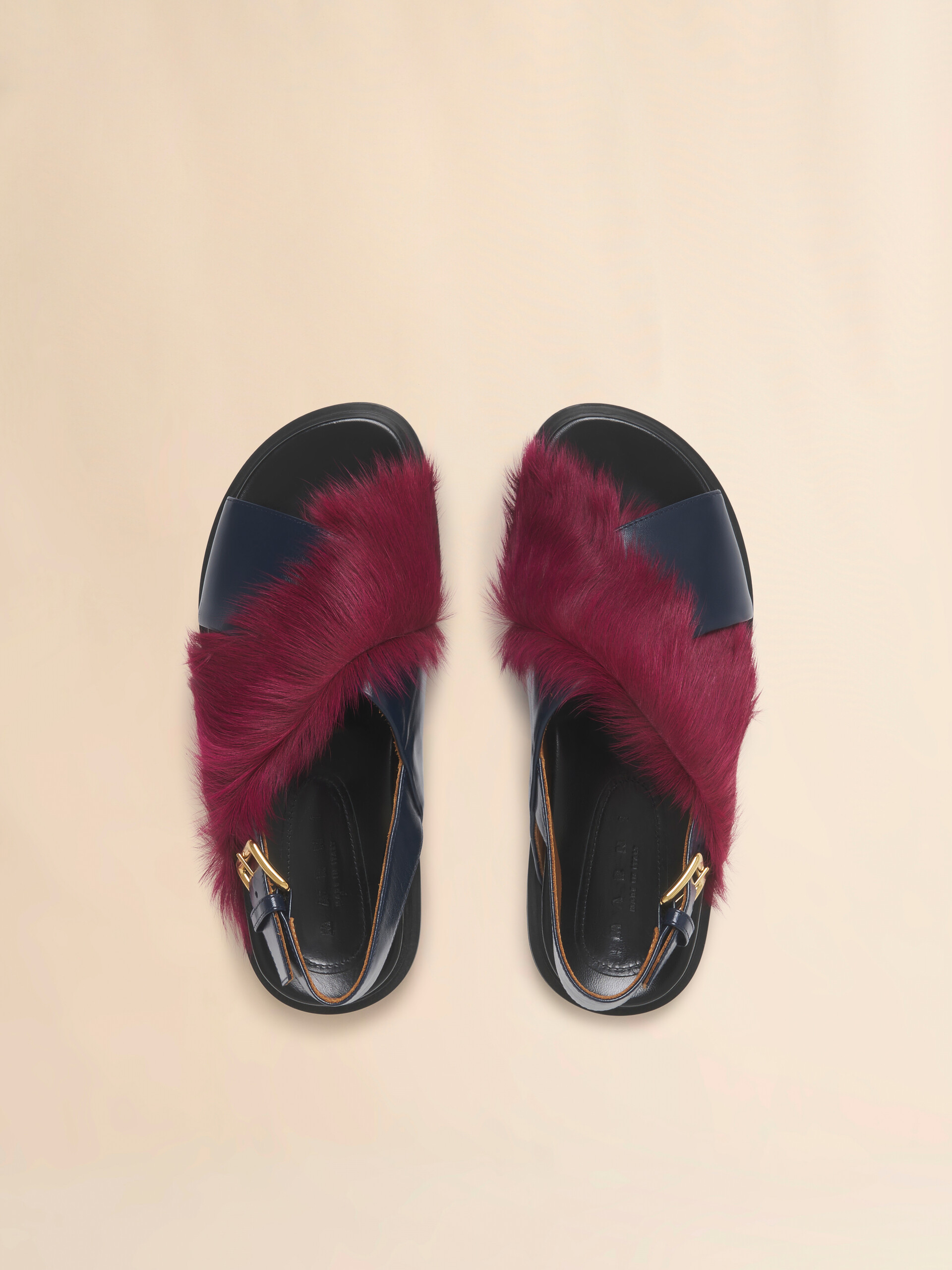 Tan and blue long-hair and leather Fussbett - Sandals - Image 4