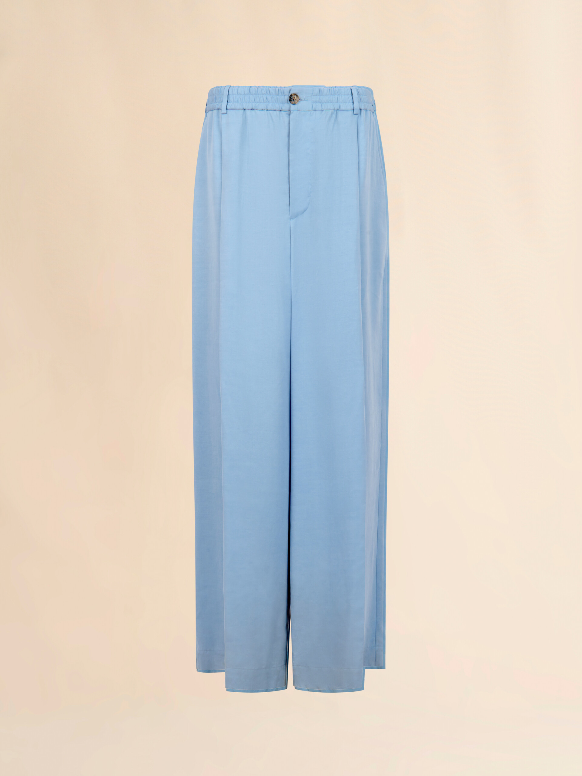Light blue satin wide-leg trousers - Pants - Image 1