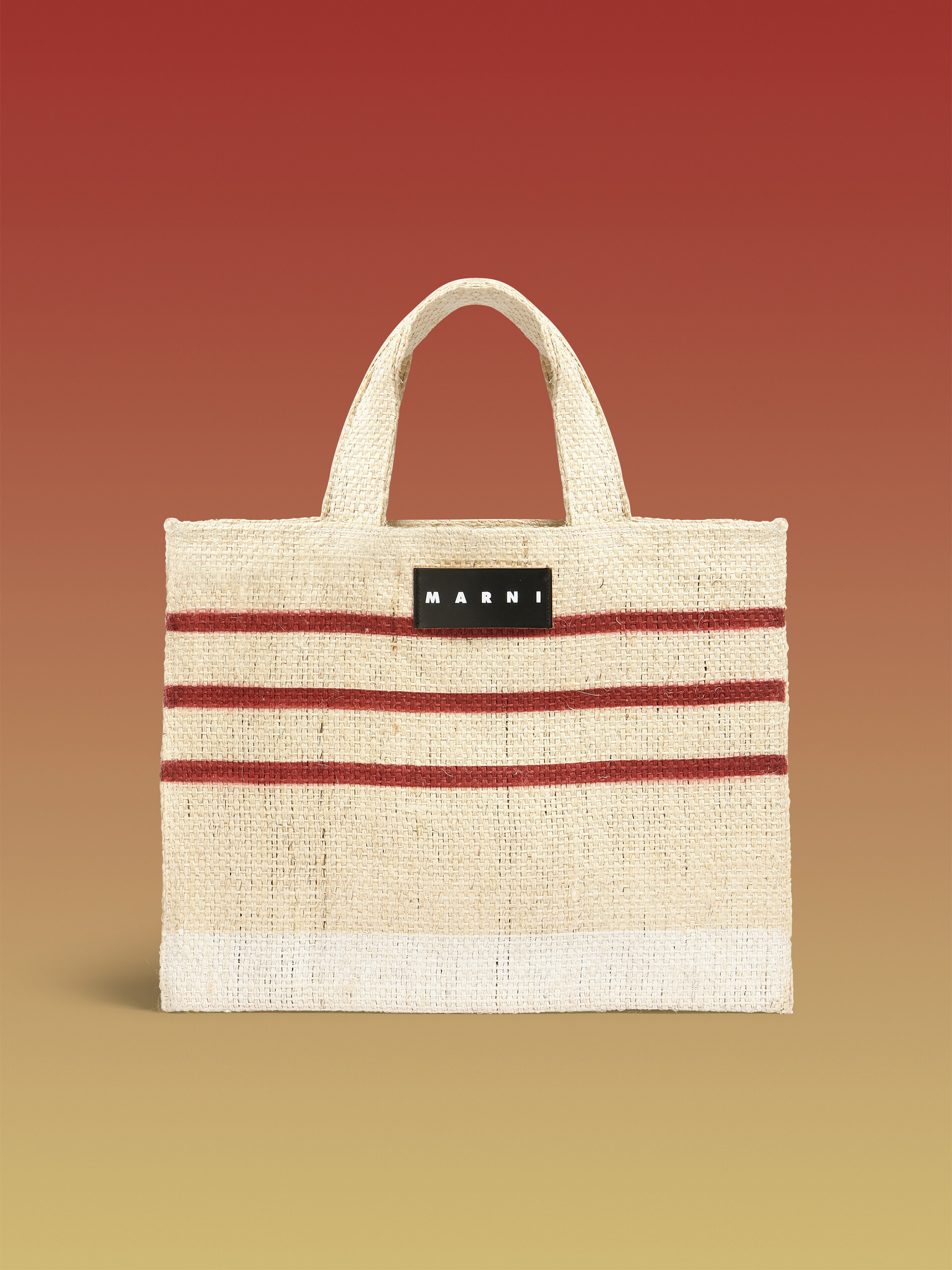 MARNI MARKET CANAPA small bag in black and orange natural fiber - Shopping Bags - Image 1