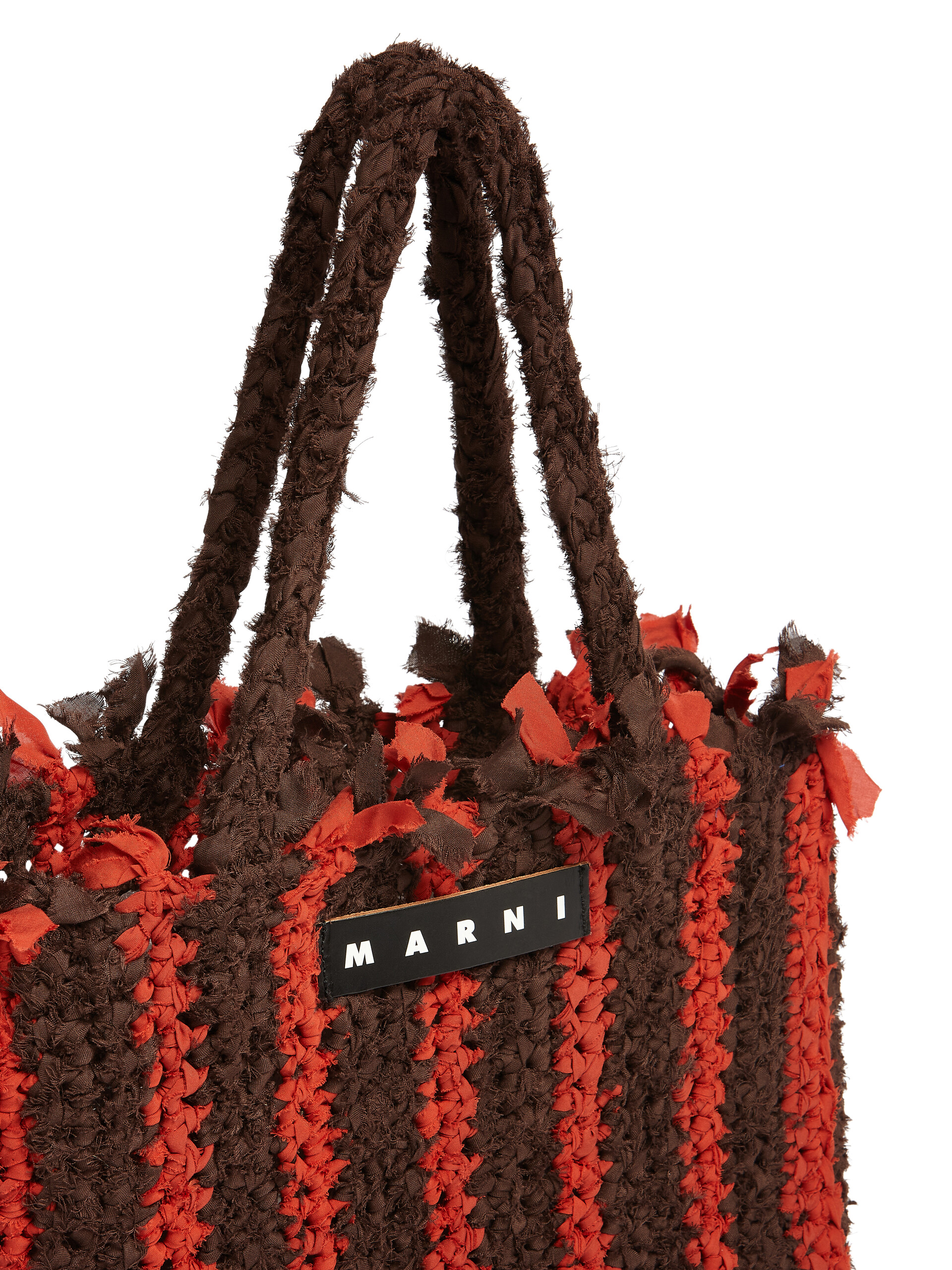 MARNI MARKET bag in brown and red cotton - Bags - Image 4