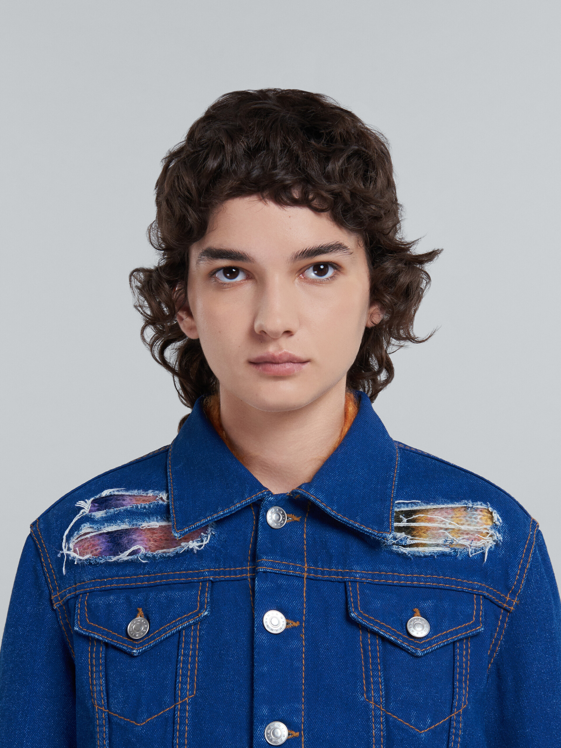 Blue denim and mohair jacket - Jackets - Image 4