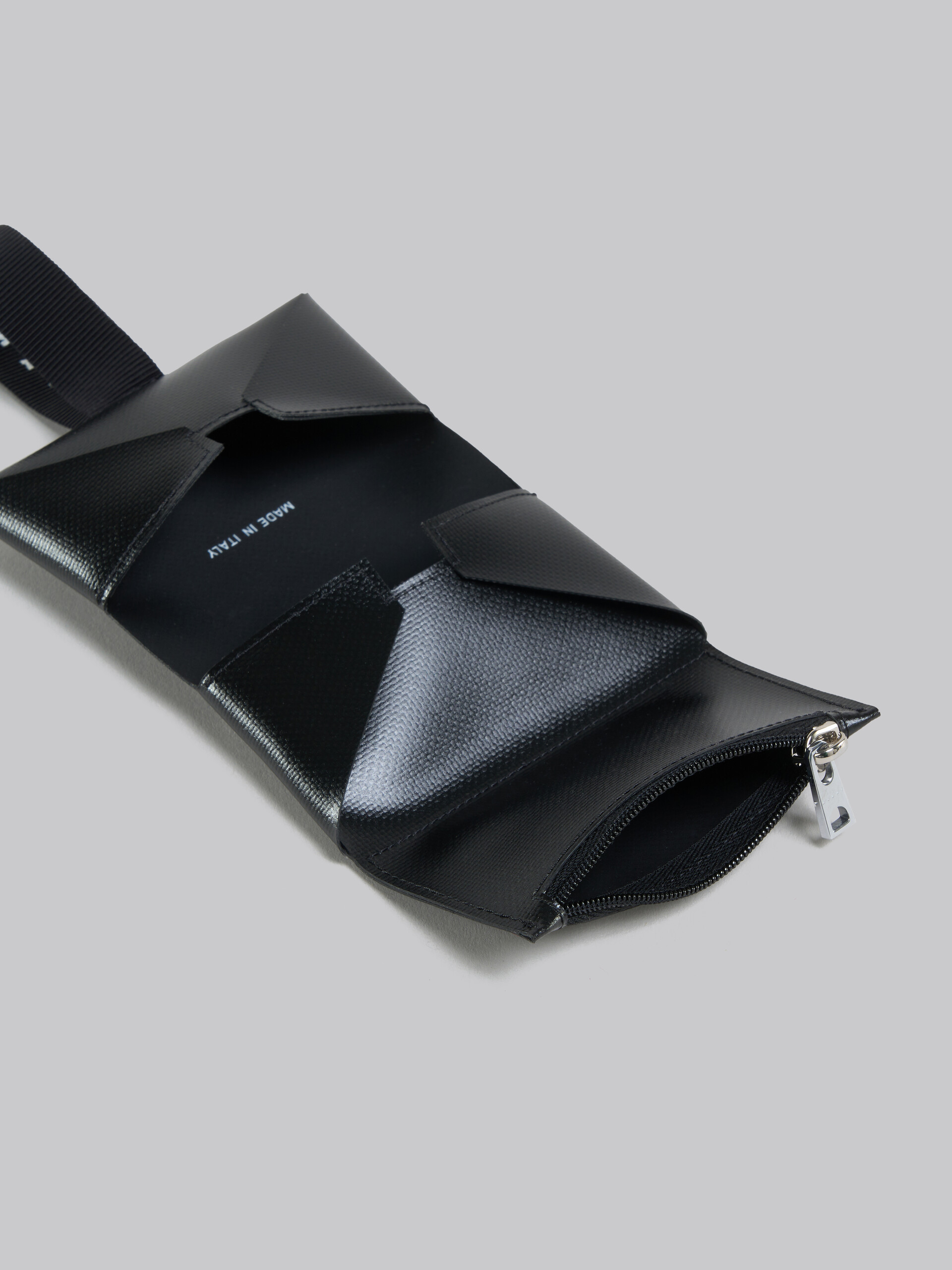 Black trifold wallet with logo strap - Wallets - Image 2