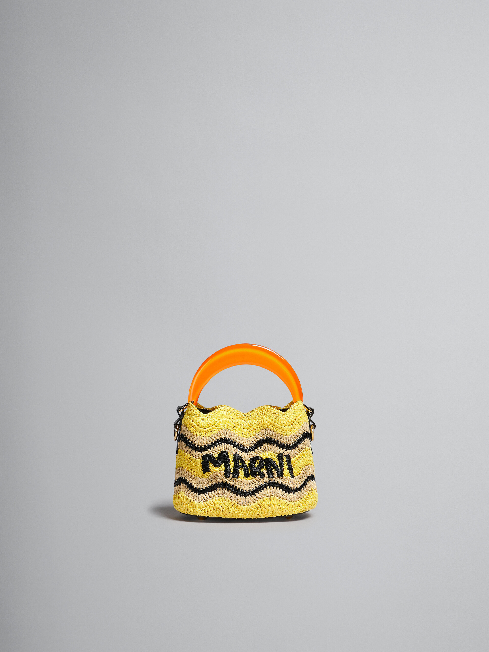 Marni x No Vacancy Inn - Venice Mini Bucket in yellow crochet raffia - Shoulder Bag - Image 1