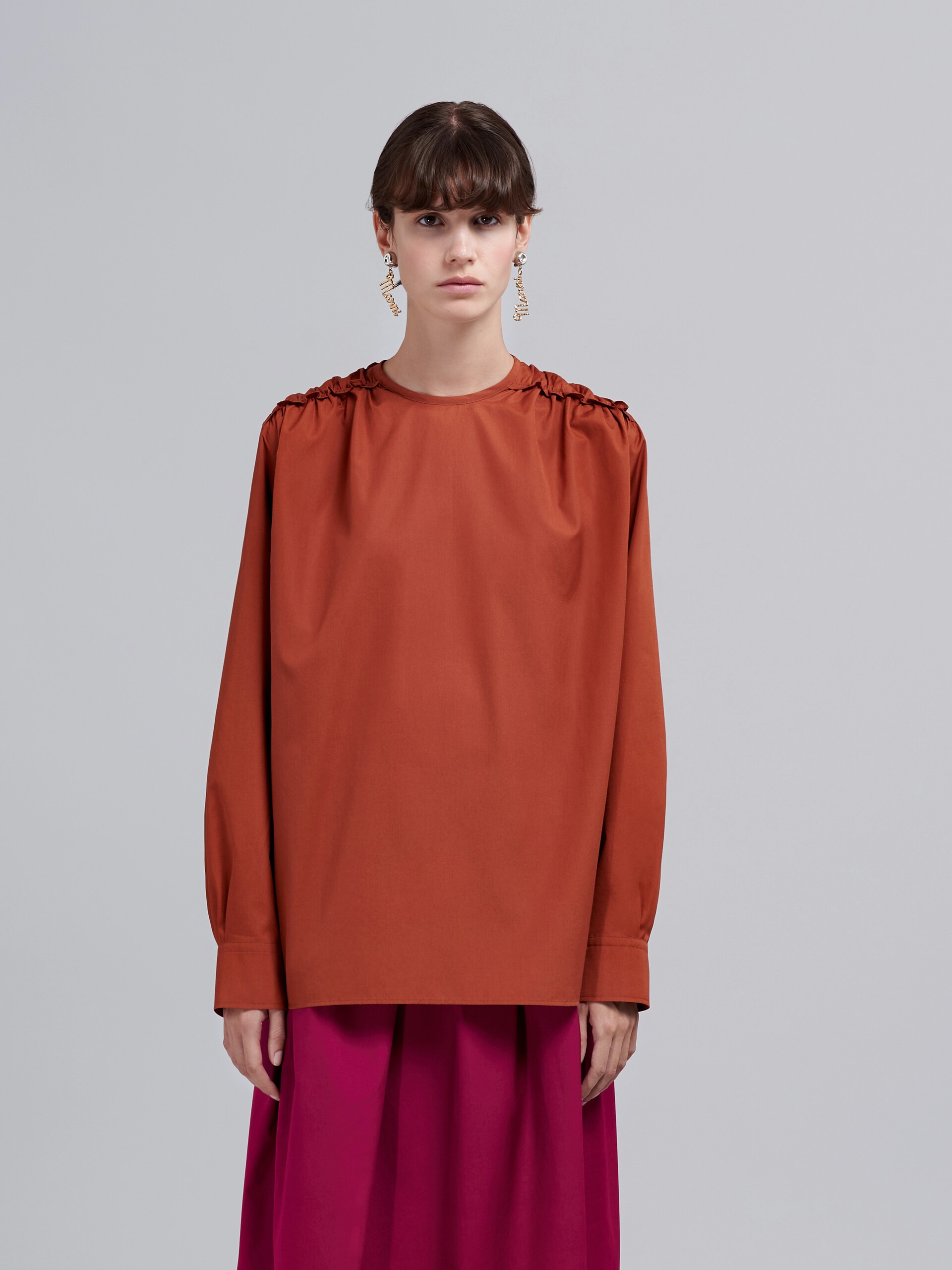 Camisa de popelina de algodón marrón - Camisas - Image 2