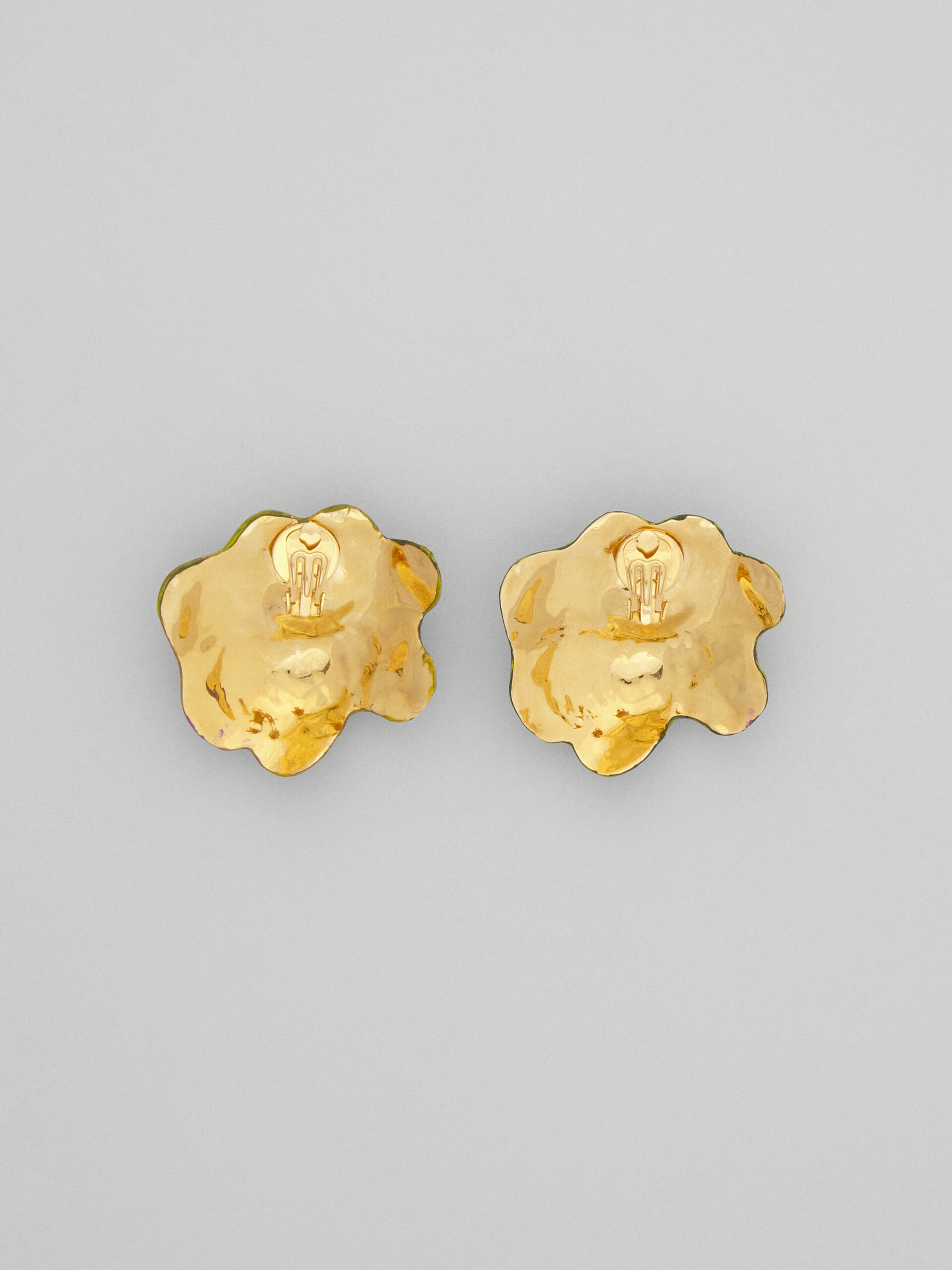 Brass flower FLORA clip-on earrings - Earrings - Image 2