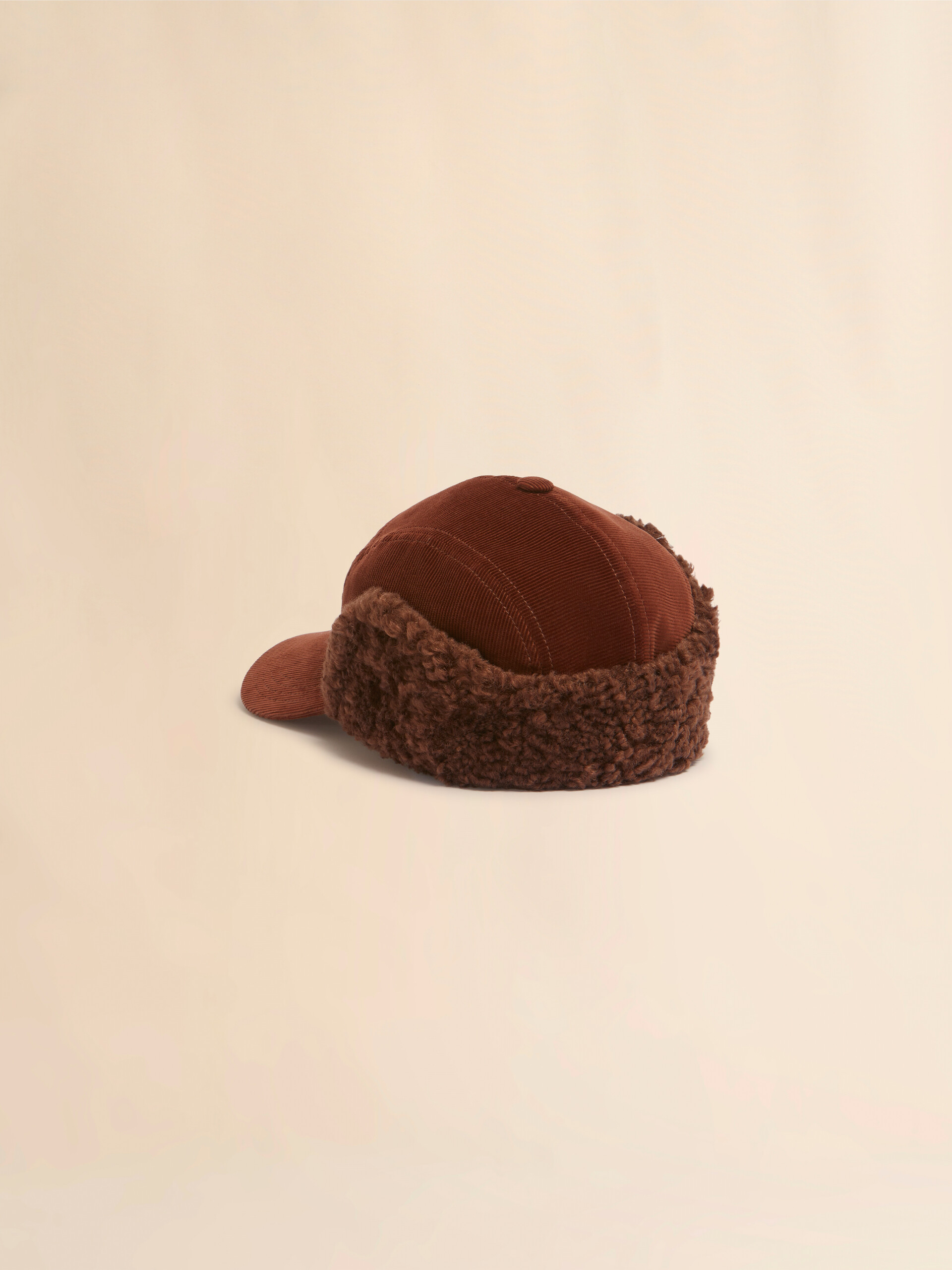 Chapeau aviateur en velours côtelé marron - Chapeau - Image 3