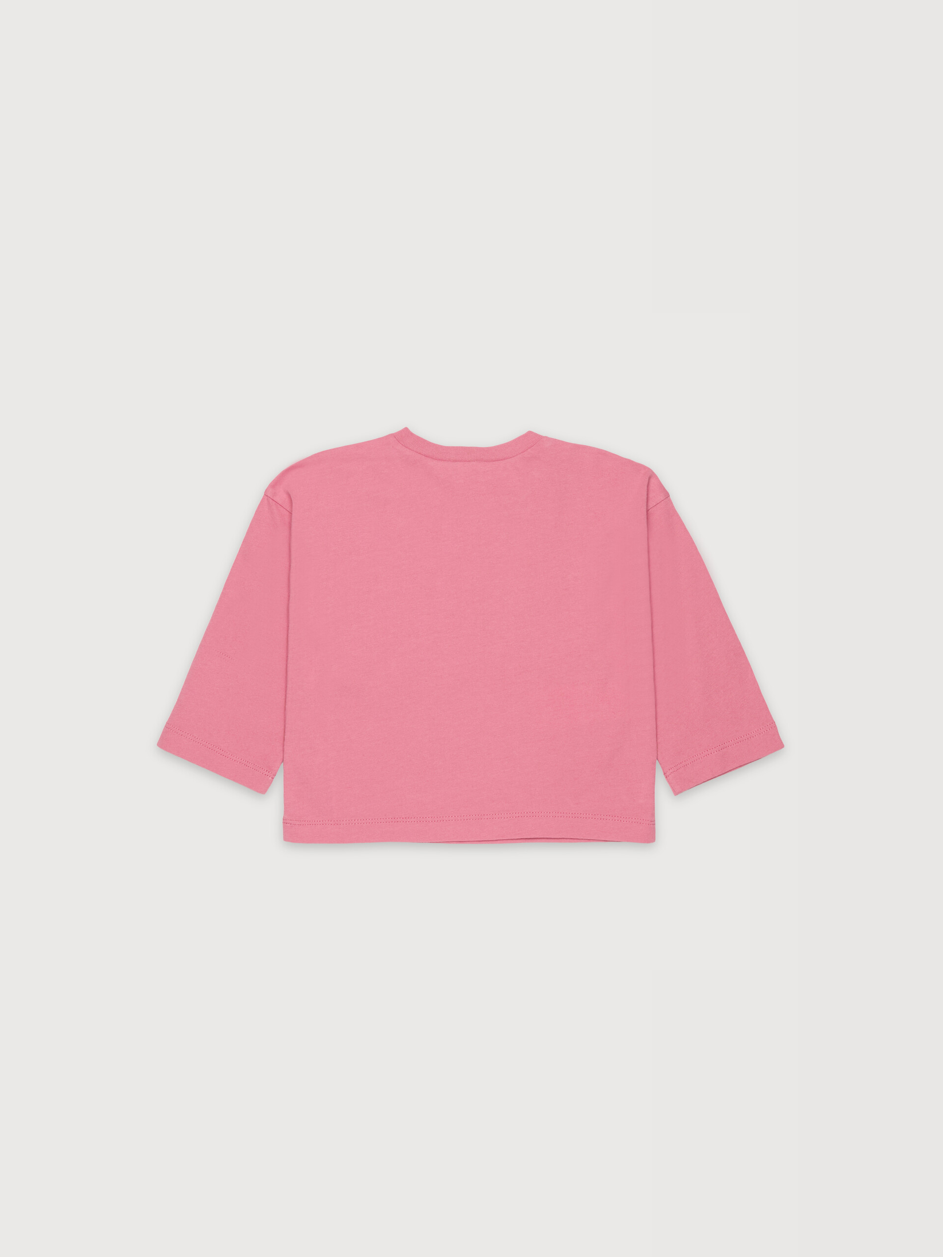 Pink long-sleeved cotton T-shirt with flower prints - T-shirts - Image 2