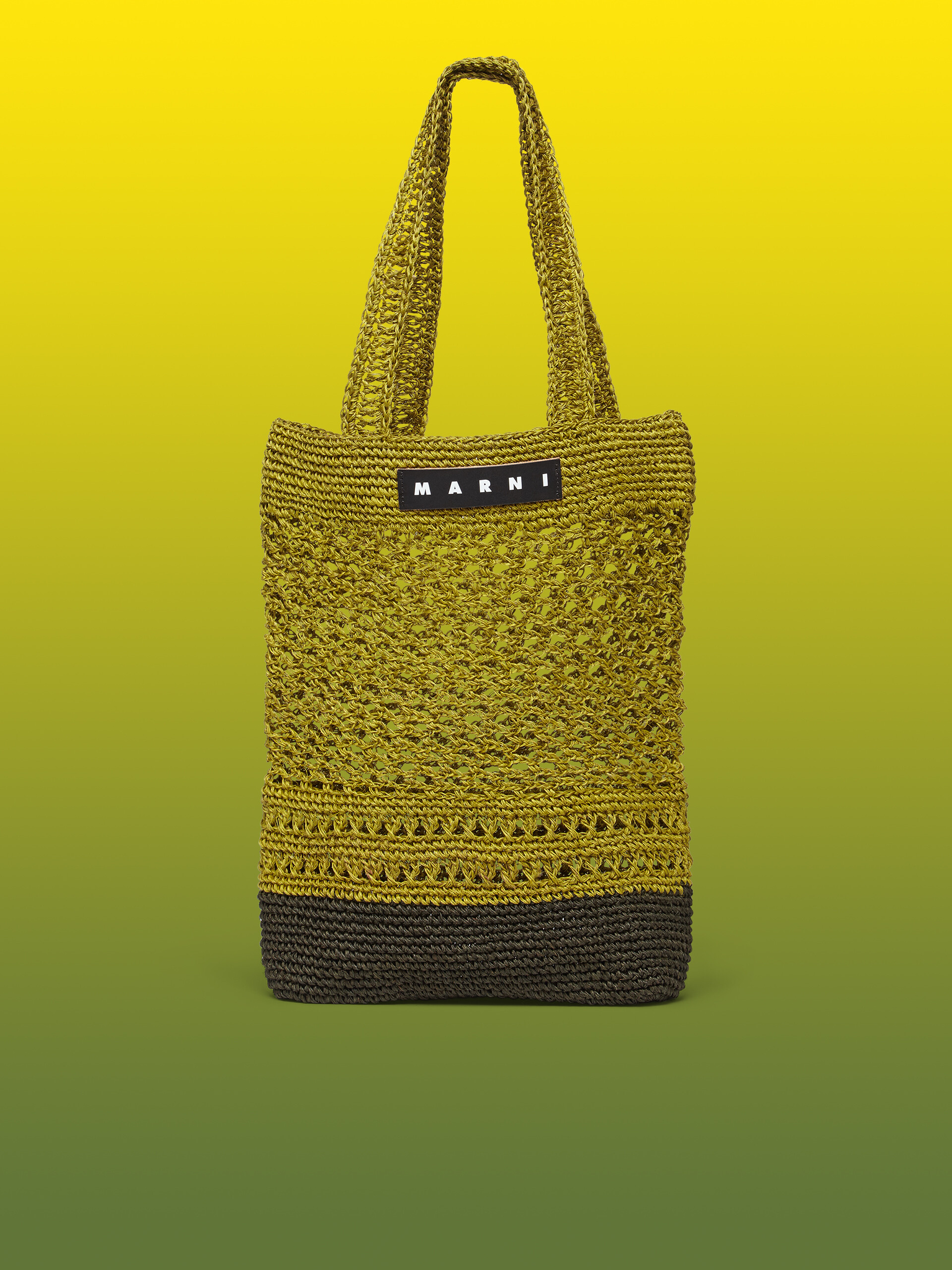 MARNI MARKET bag in green and brown natural fiber - Bags - Image 1
