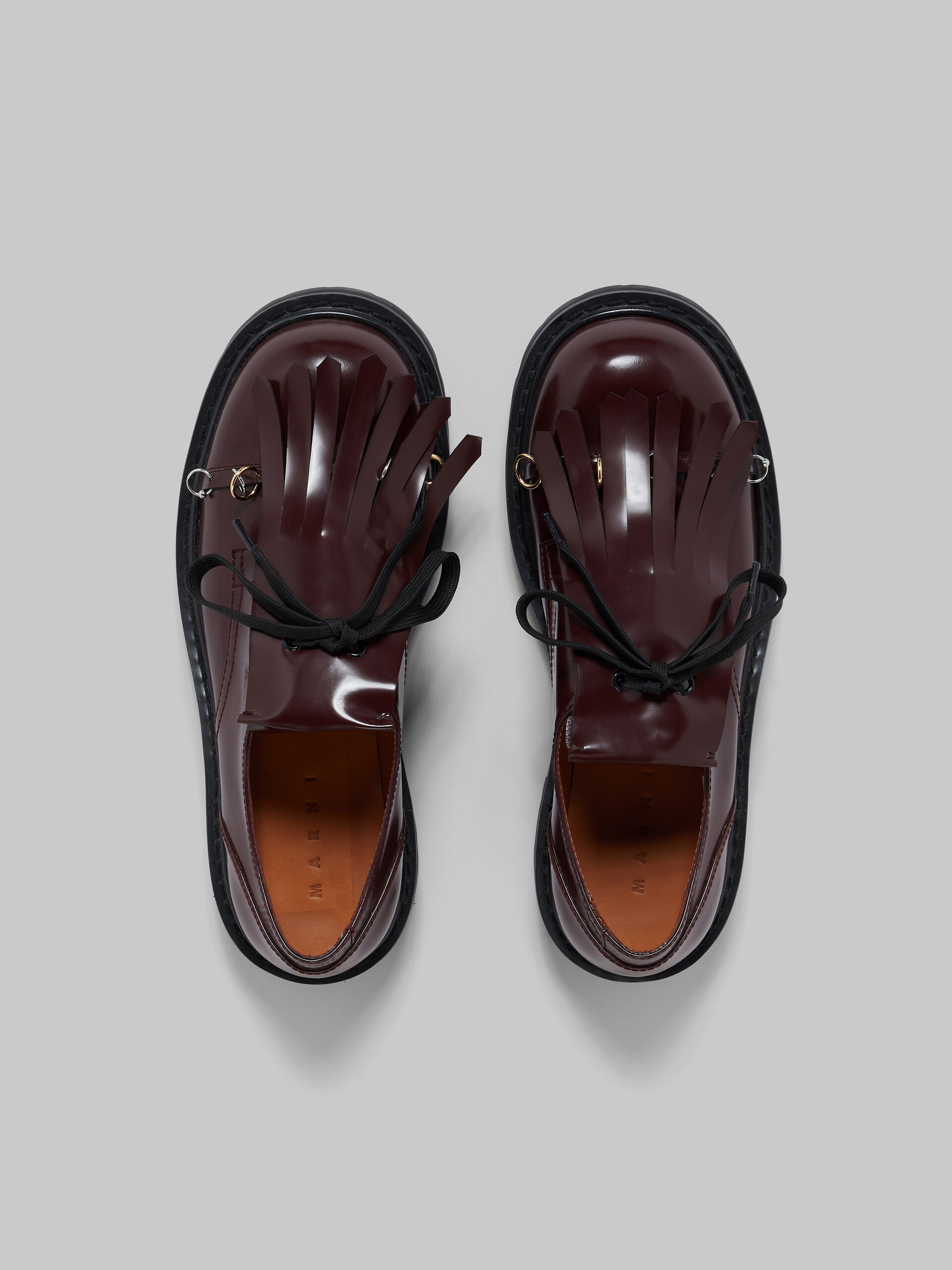 Black leather Dada derby shoe with maxi fringe - Lace-ups - Image 4