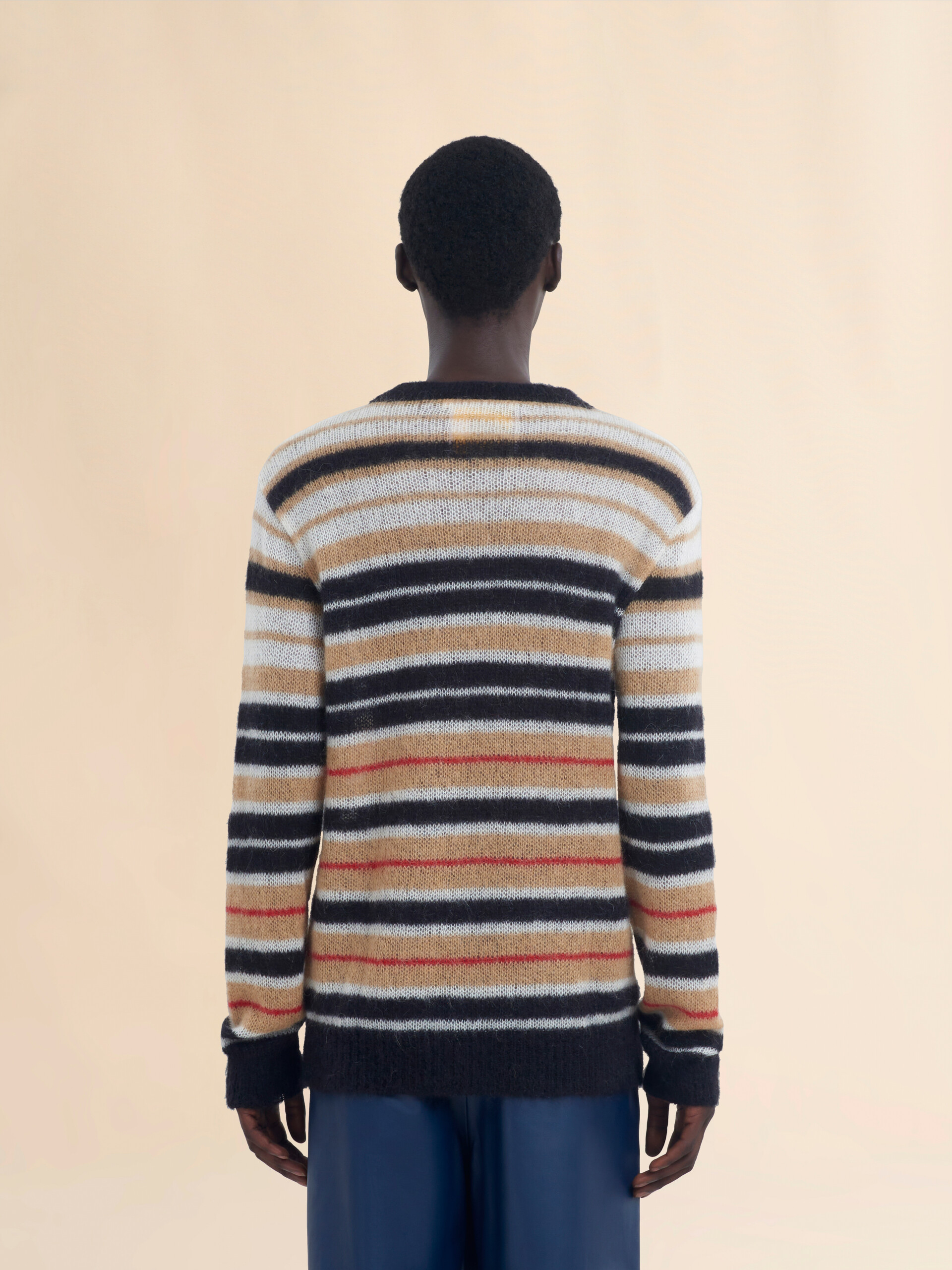 Beige striped brushed mohair jumper - Pullovers - Image 3