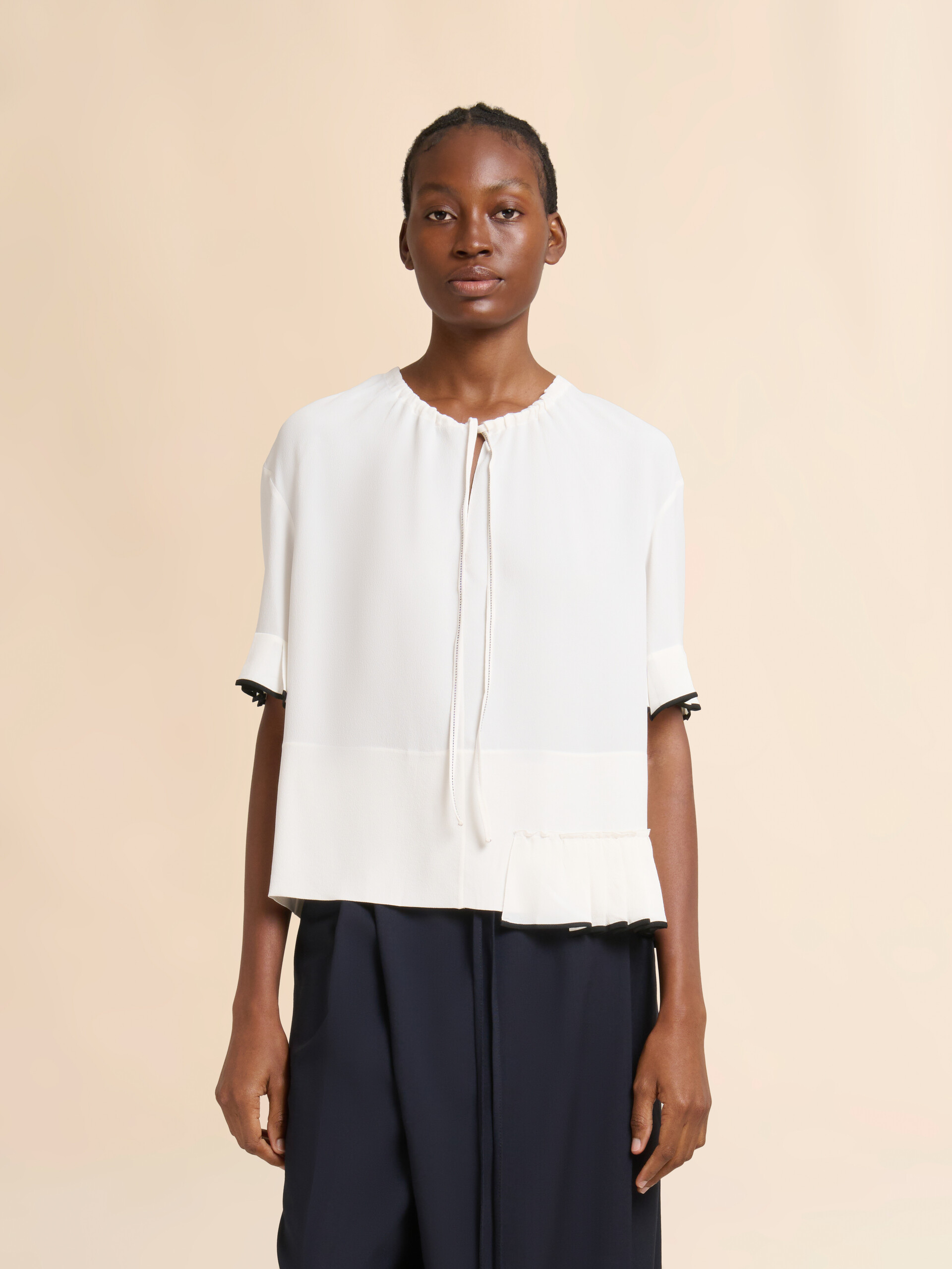 White marocaine top with pleated detail - Shirts - Image 2