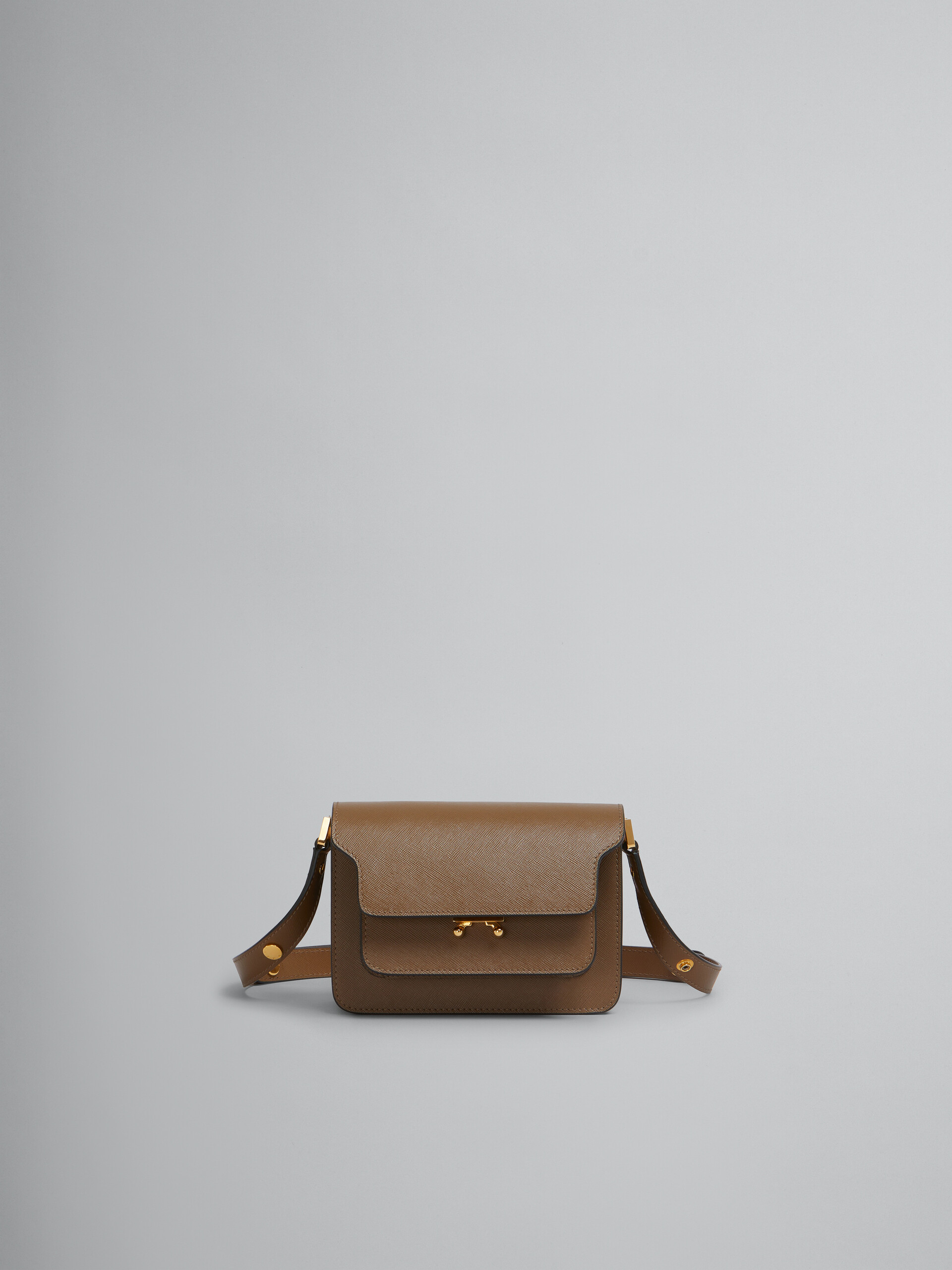 Brown saffiano leather mini Trunk bag - Shoulder Bags - Image 1