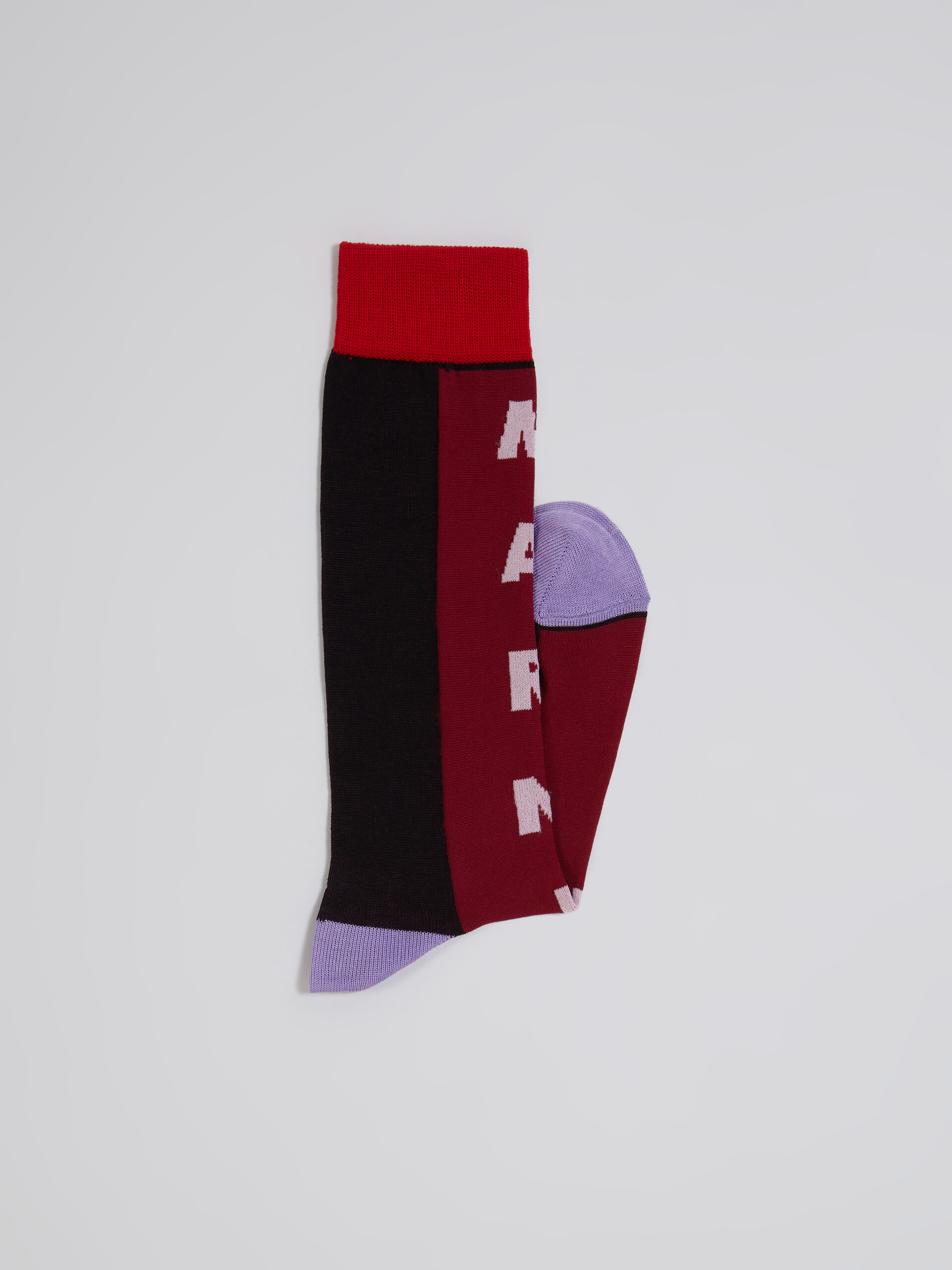 Burgundy cotton and nylon logo intarsia sock - Socks - Image 2