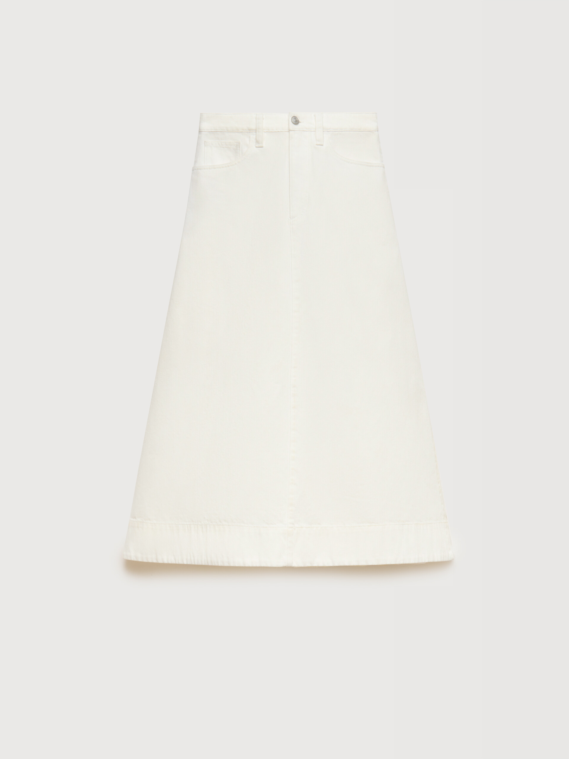 White denim flared midi skirt - Skirts - Image 1