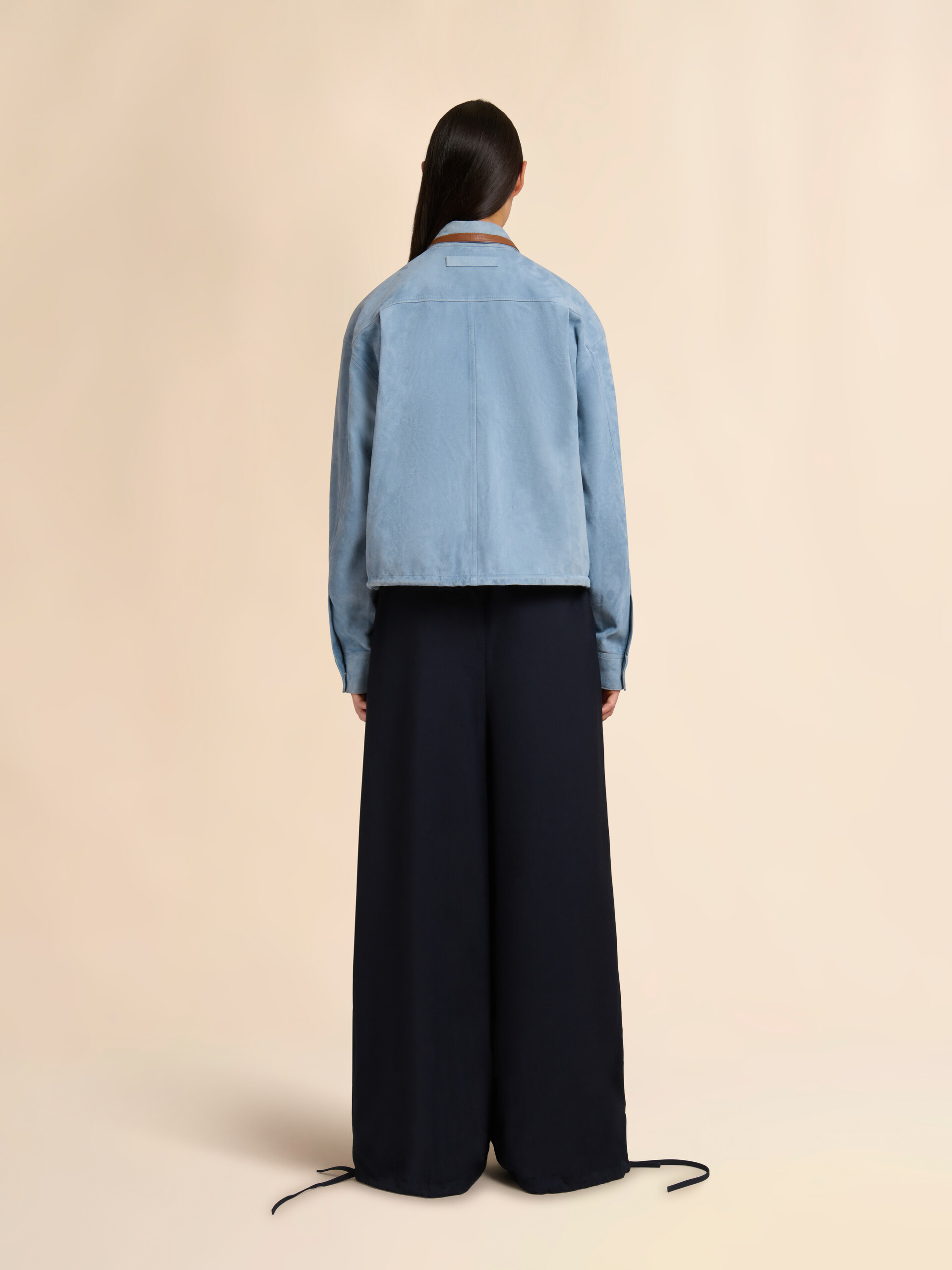 Light blue suede shirt with contrast trims - Shirts - Image 3