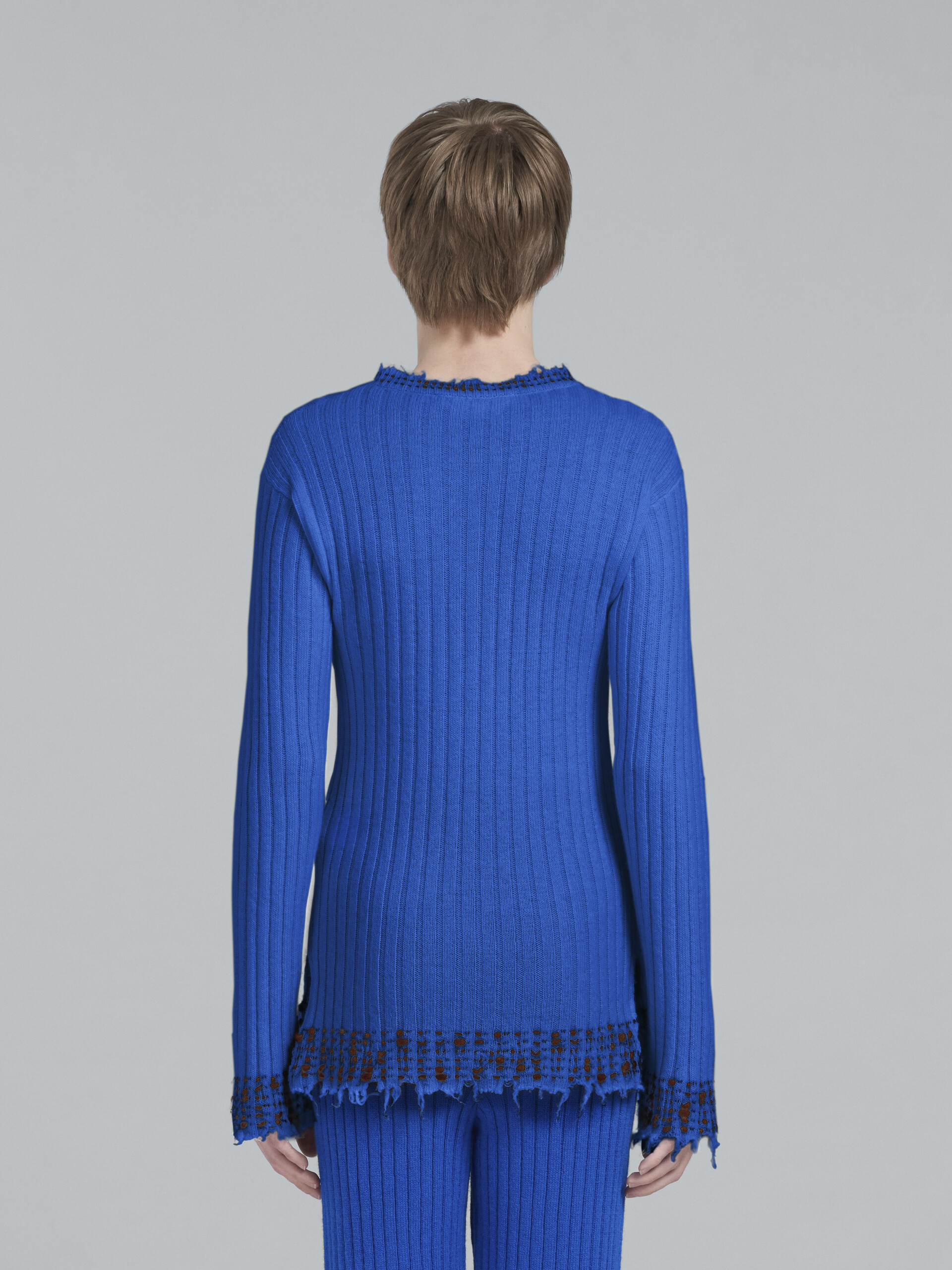 Blue knitted wool sweater - Pullovers - Image 3