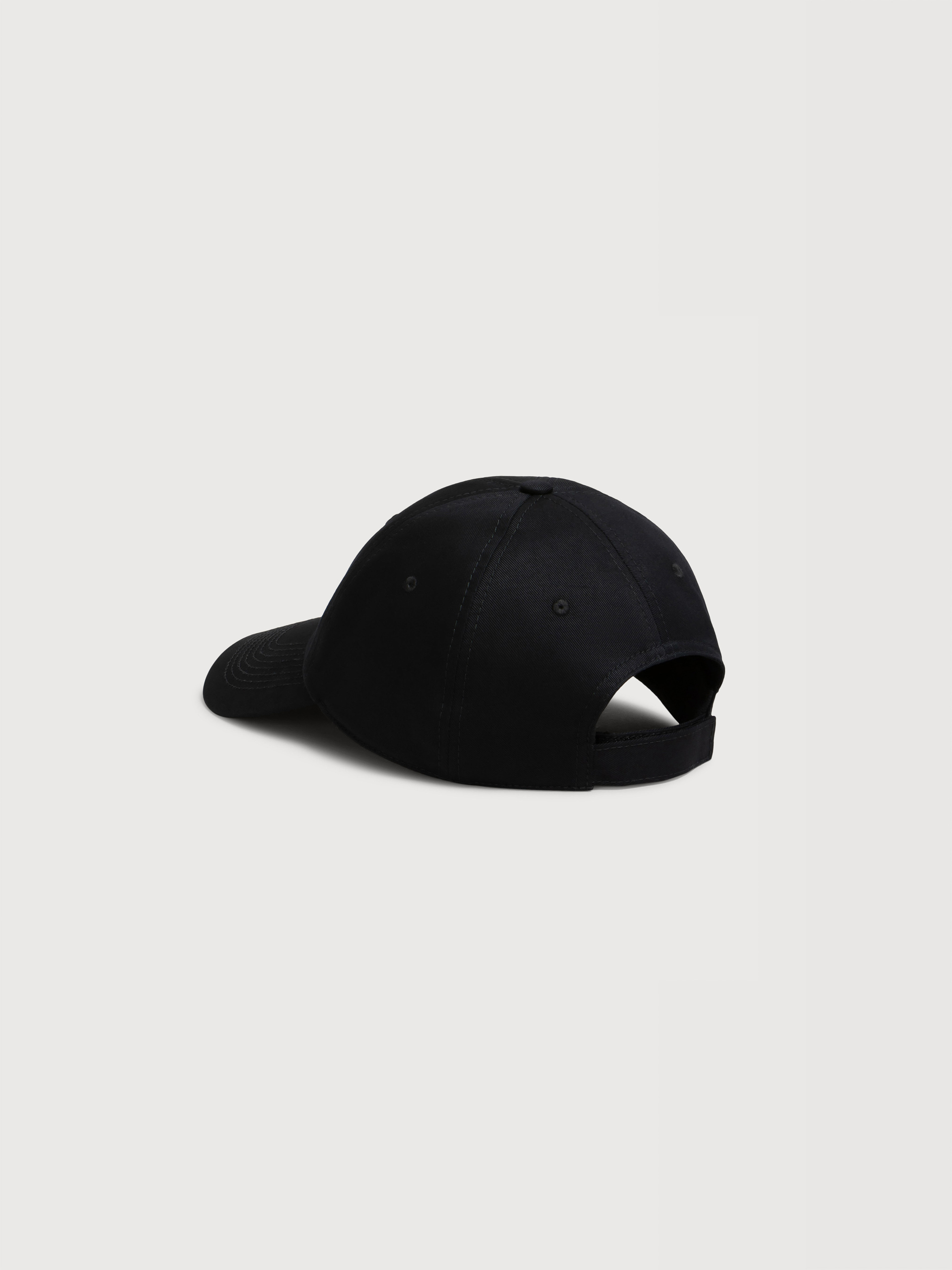 Black organic gabardine baseball cap with embroidered logo - Hats - Image 2