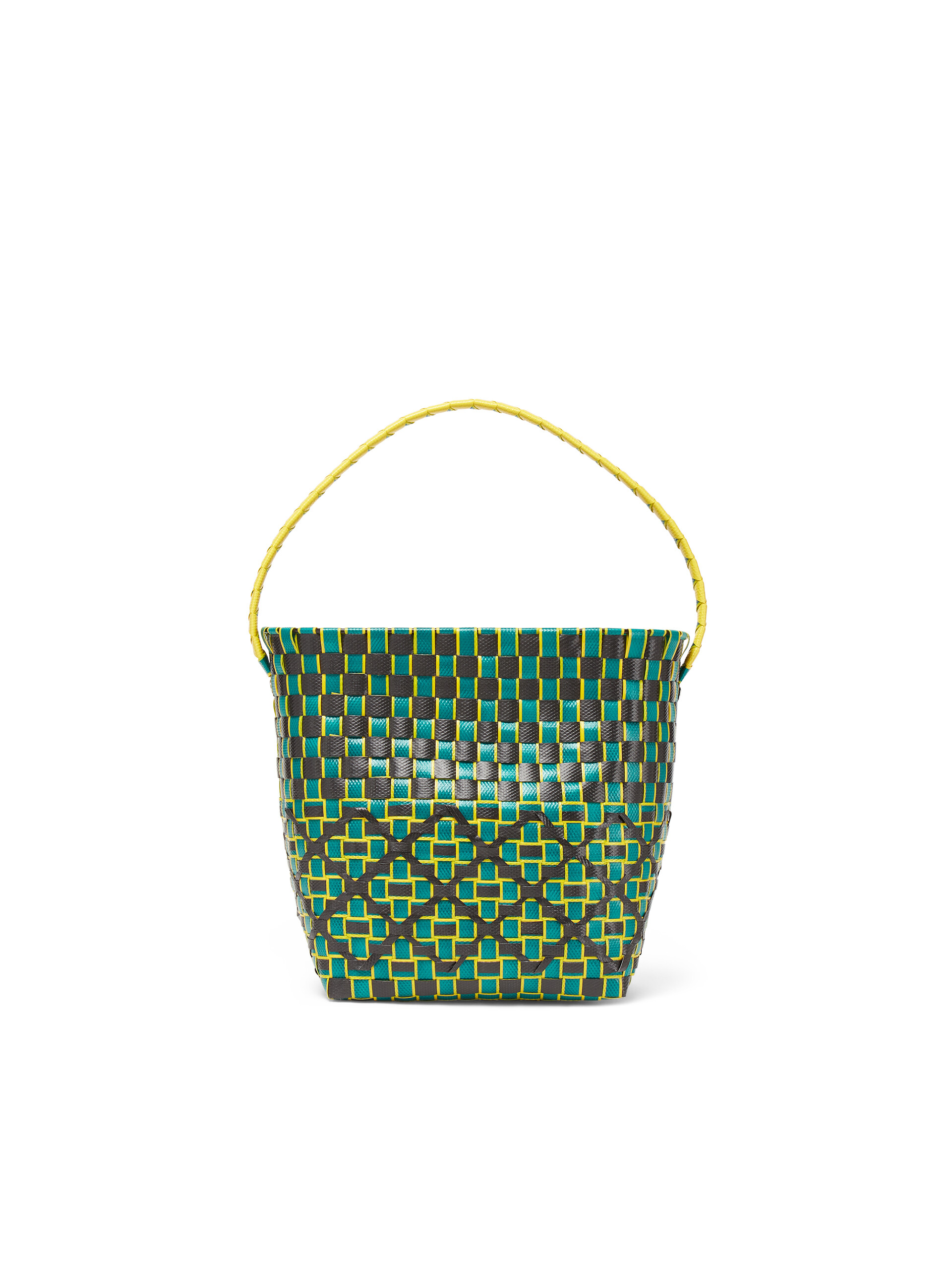 MARNI MARKET OVAL BASKET bag in orange and black woven material - Shopping Bags - Image 3