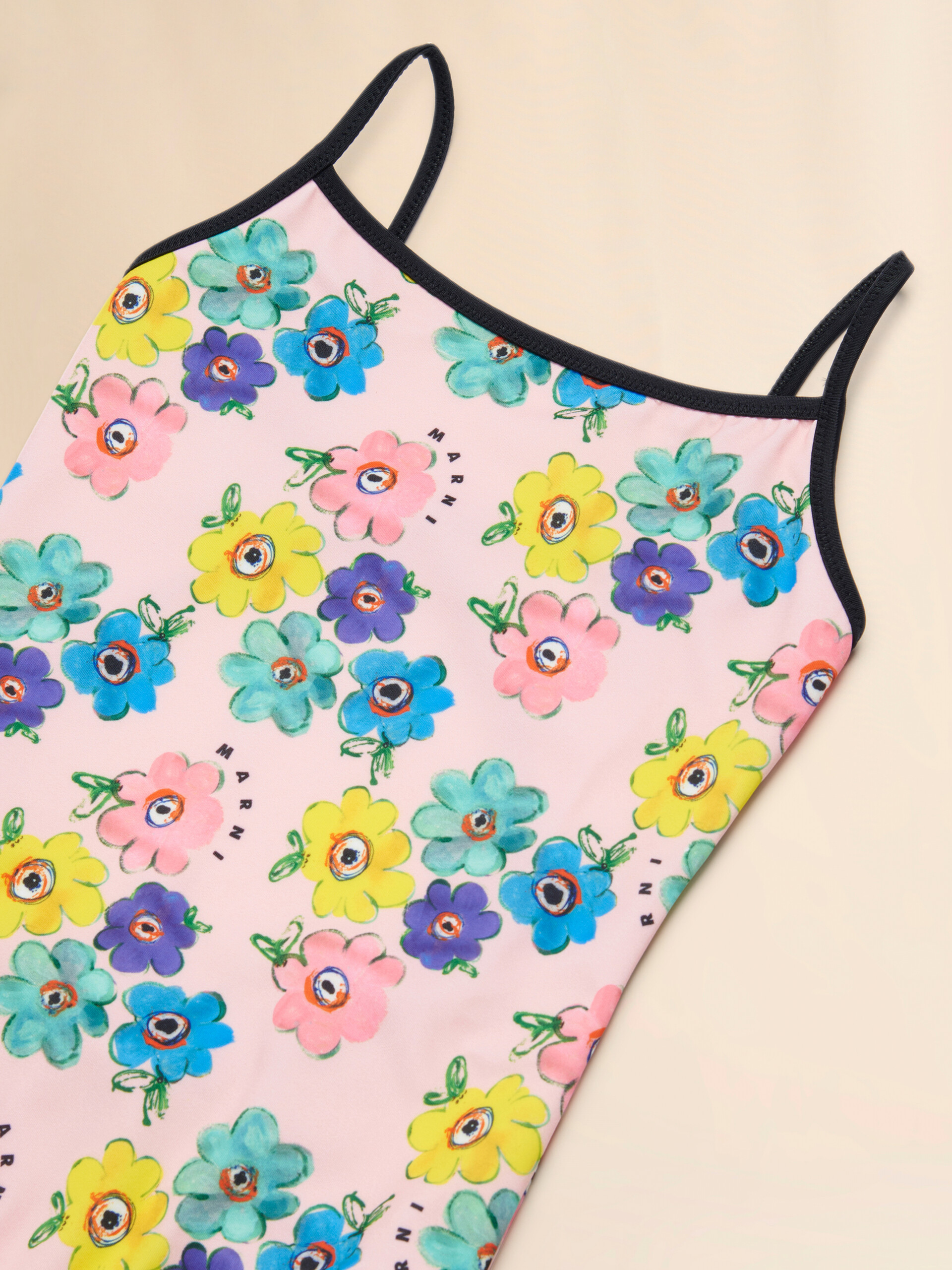 Pink swimsuit with Dessert Flower print - kids - Image 3