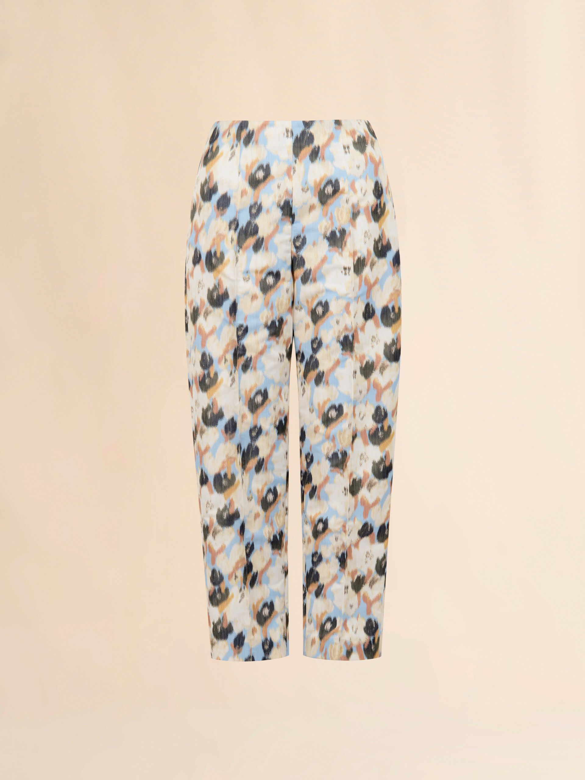 Light blue duchesse trousers with Secret Bouquet print - Pants - Image 1