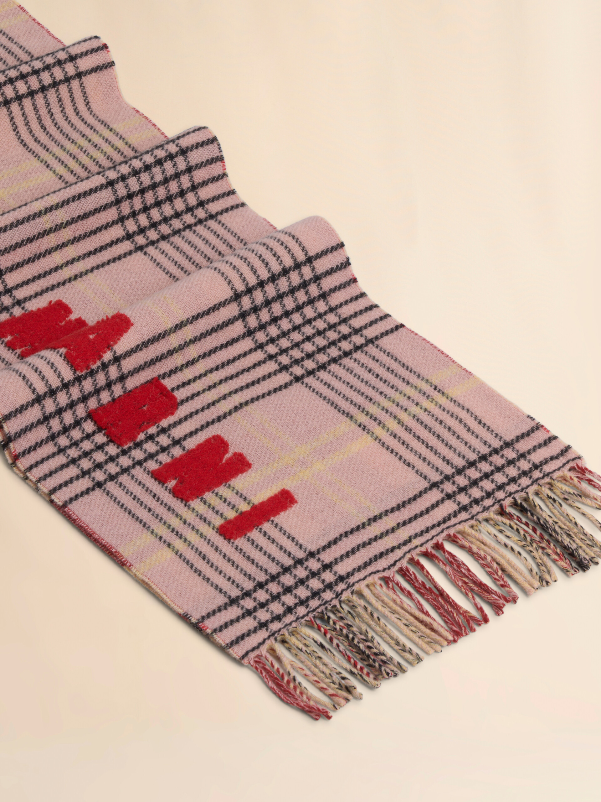 Pink double check wool scarf - Scarves - Image 2