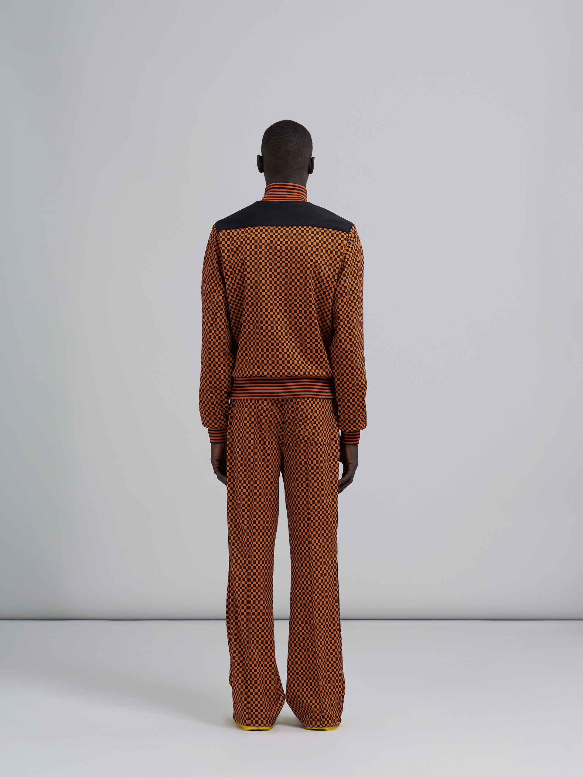 Check jacquard jersey track trousers 
