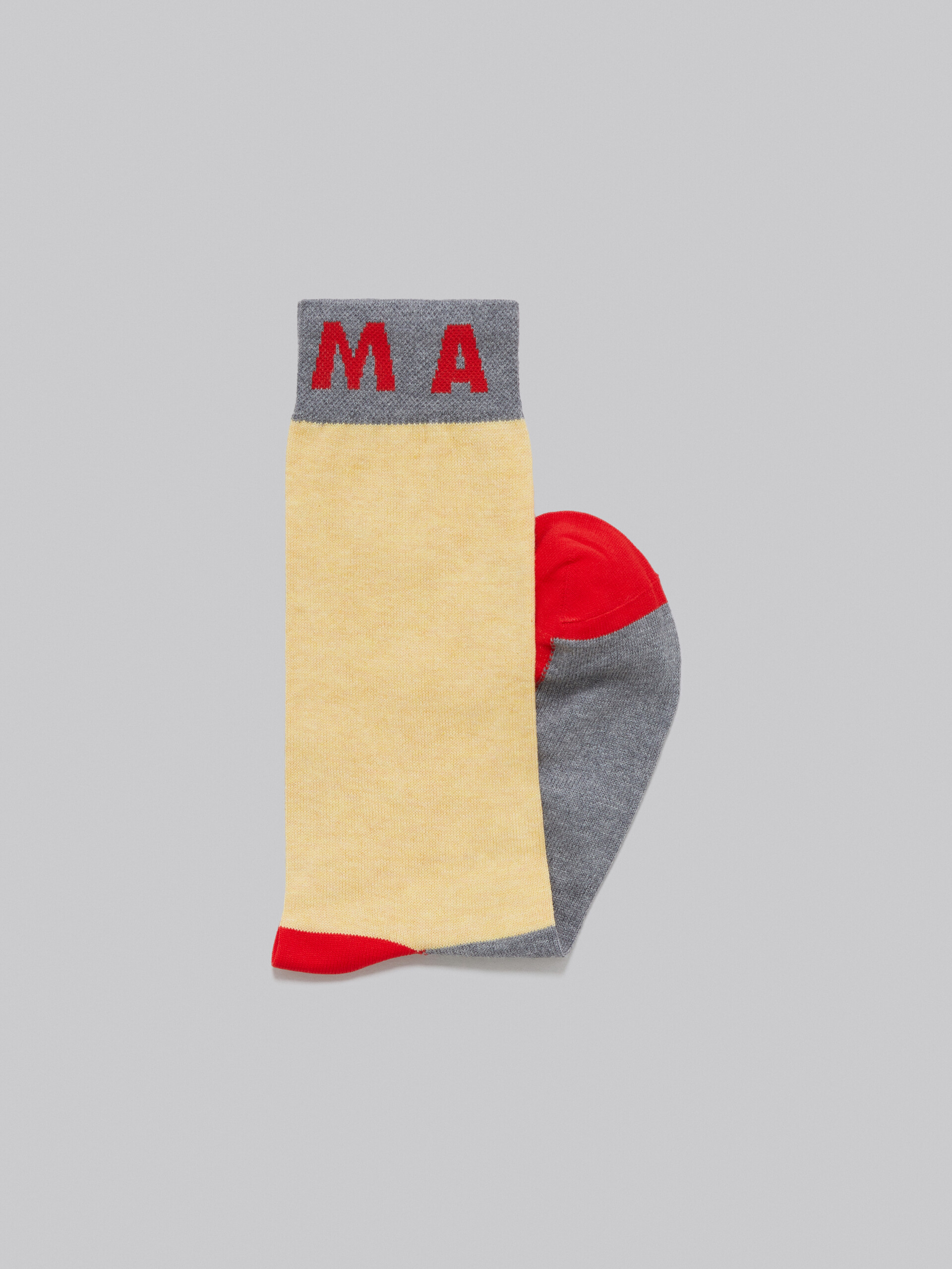 Yellow cotton and nylon socks with colour blocks - Socks - Image 2