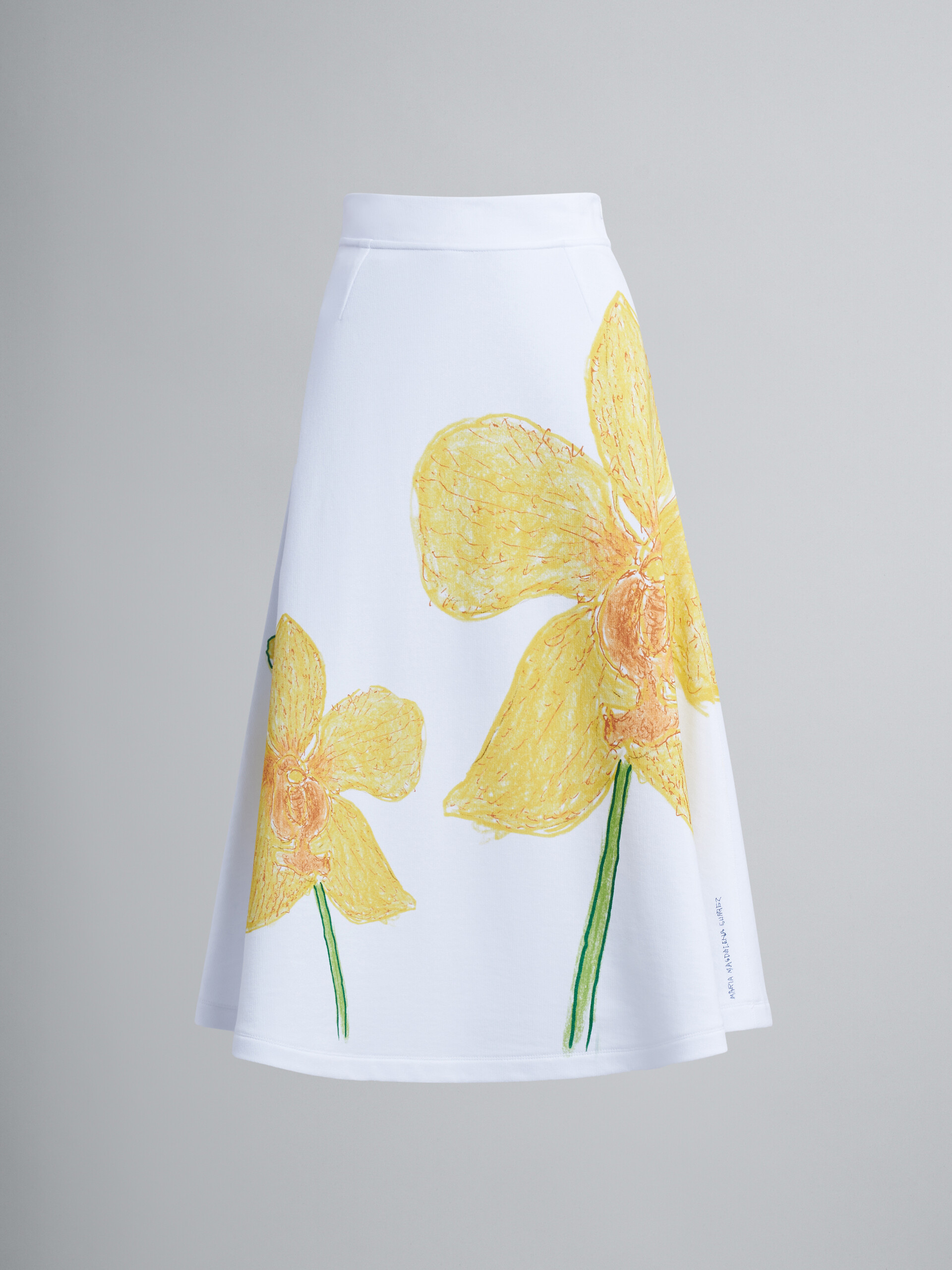 Orchids print cotton sweatshirt skirt - Skirts - Image 1