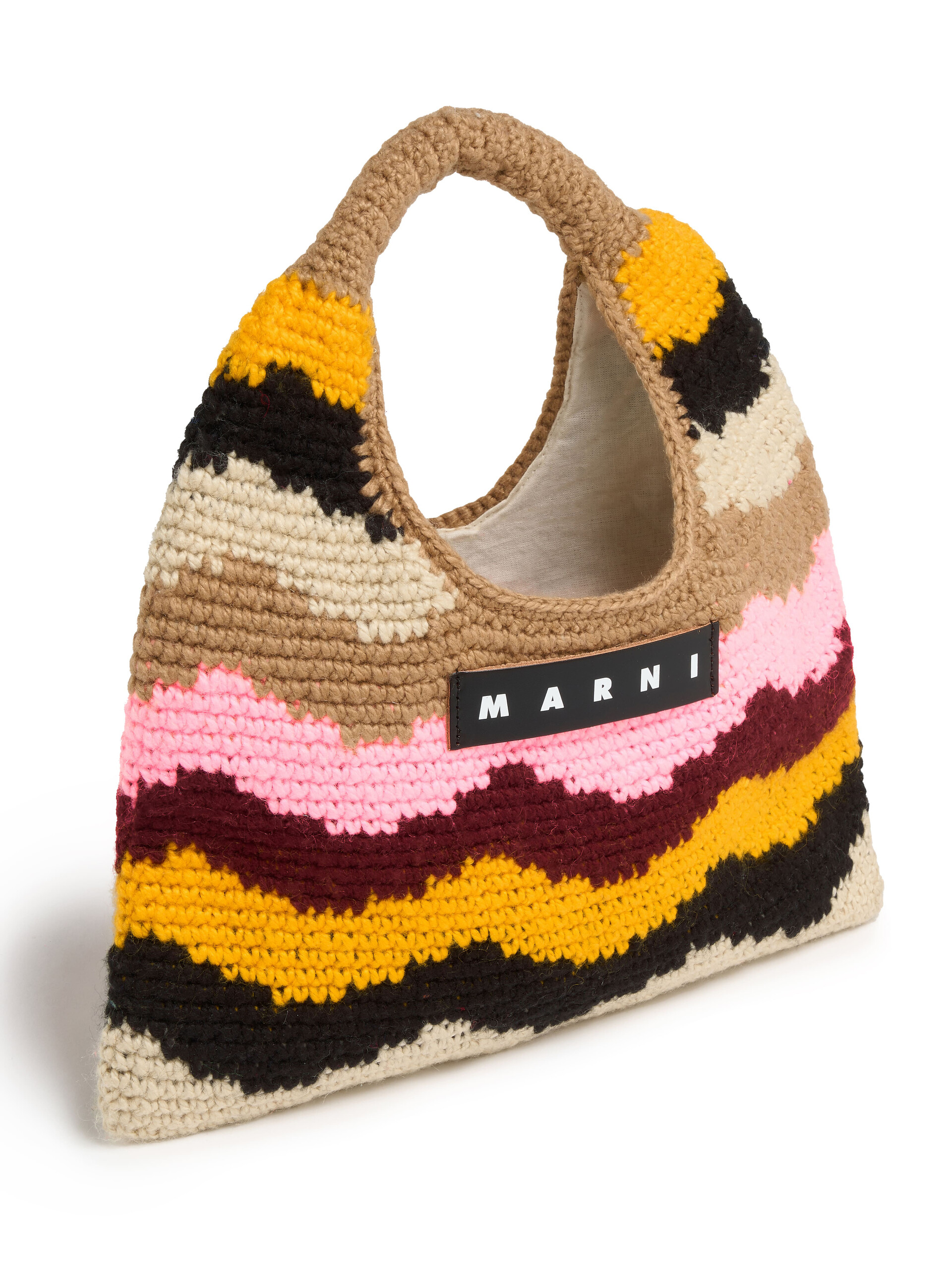 Mini brown multicoloured MARNI MARKET WAVES tech wool bag - Shopping Bags - Image 4