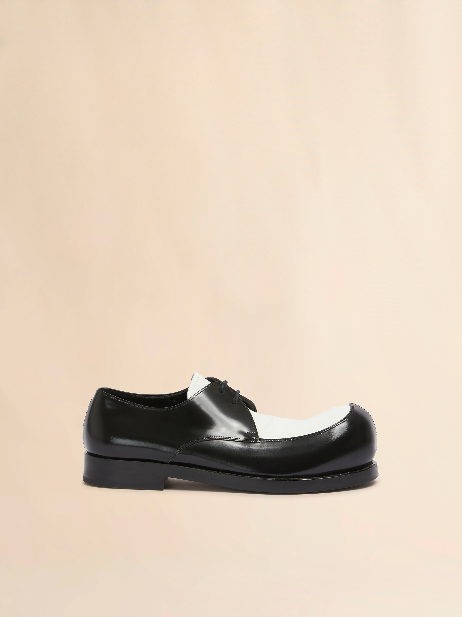 Black and white leather New Wave Derby shoe - Lace-ups - Image 1