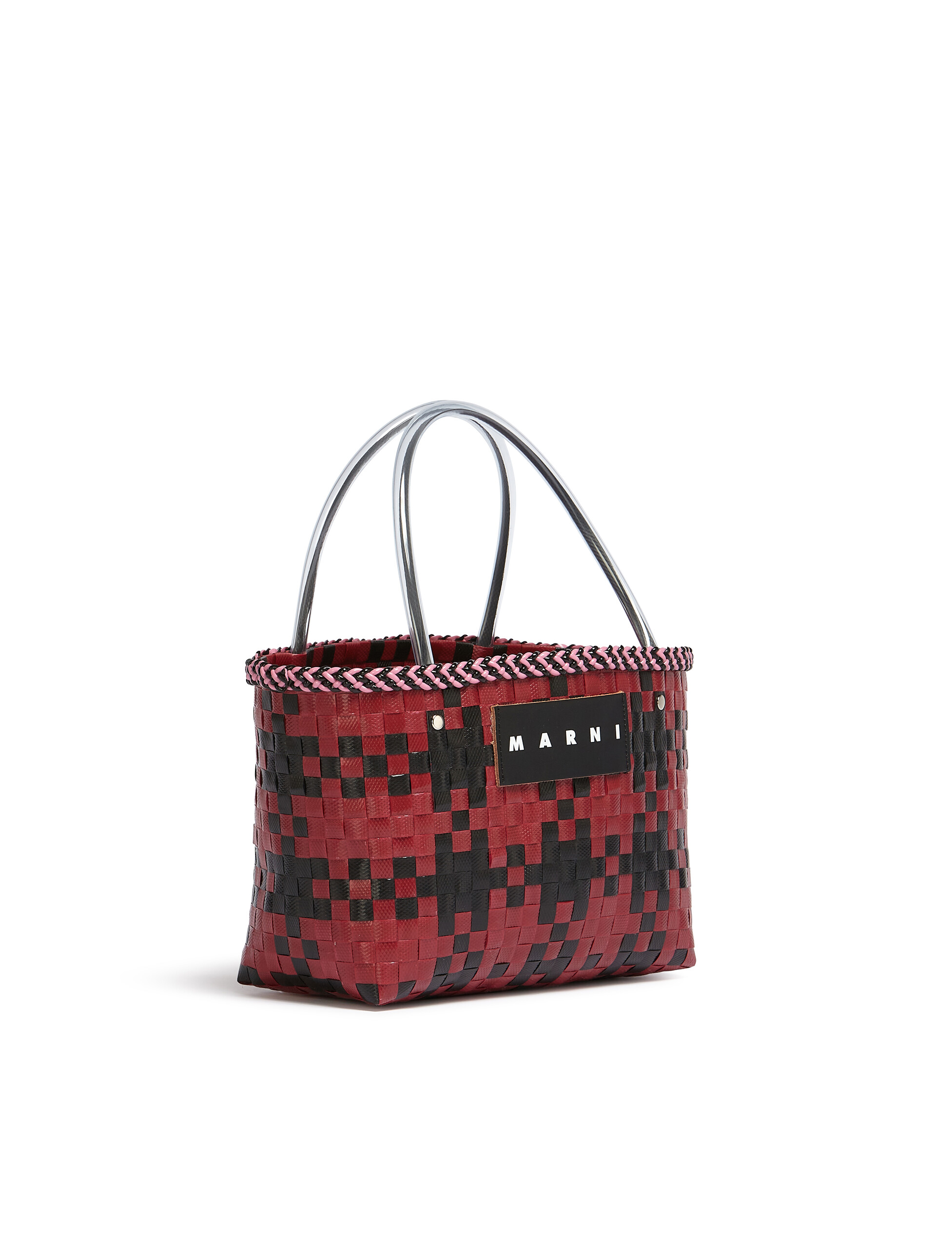 MARNI MARKET CHECK BAG in burgundy tartan woven material - Bags - Image 2