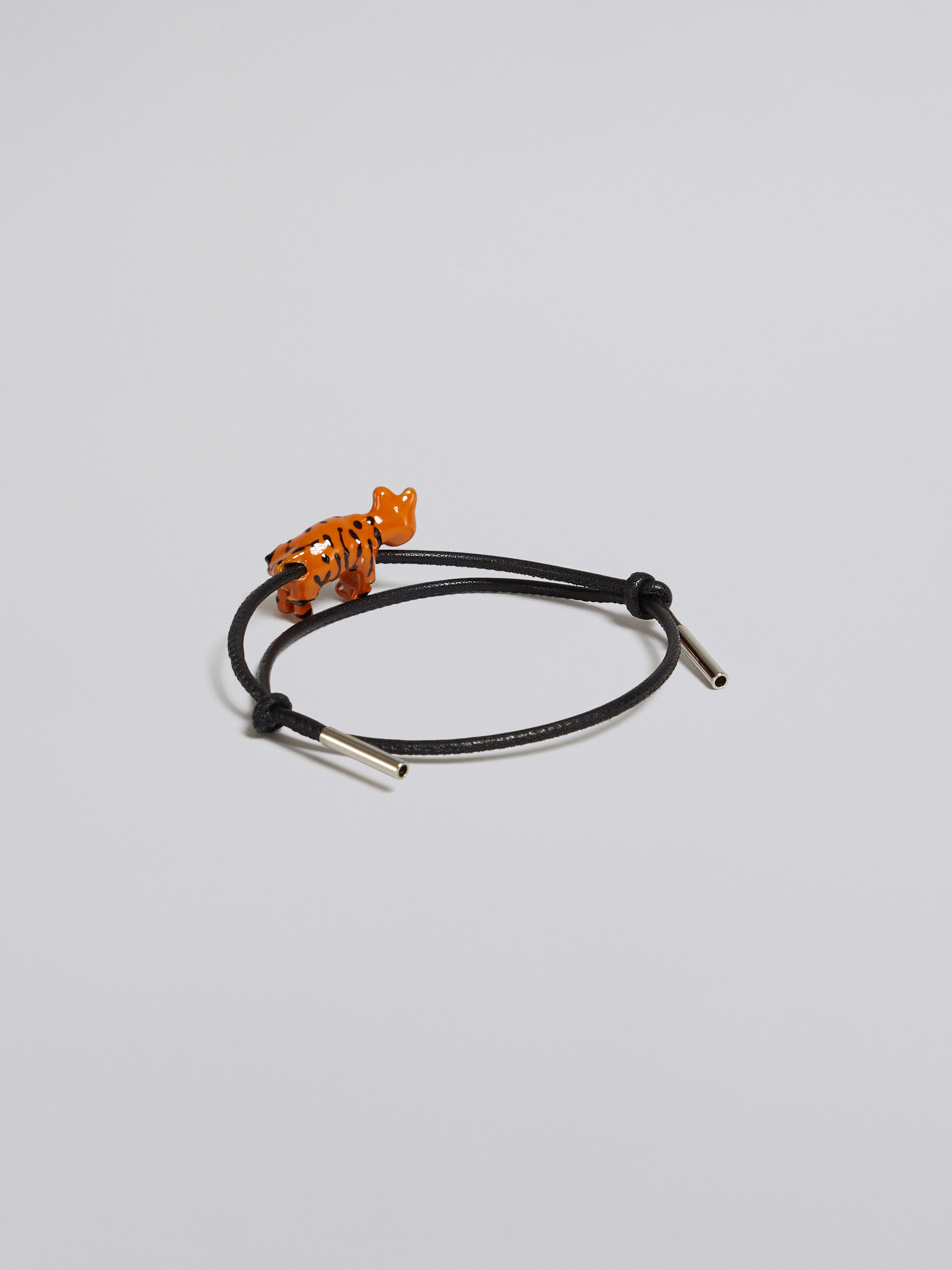 Leather bracelet with enamelled metal tiger - Bracelets - Image 3