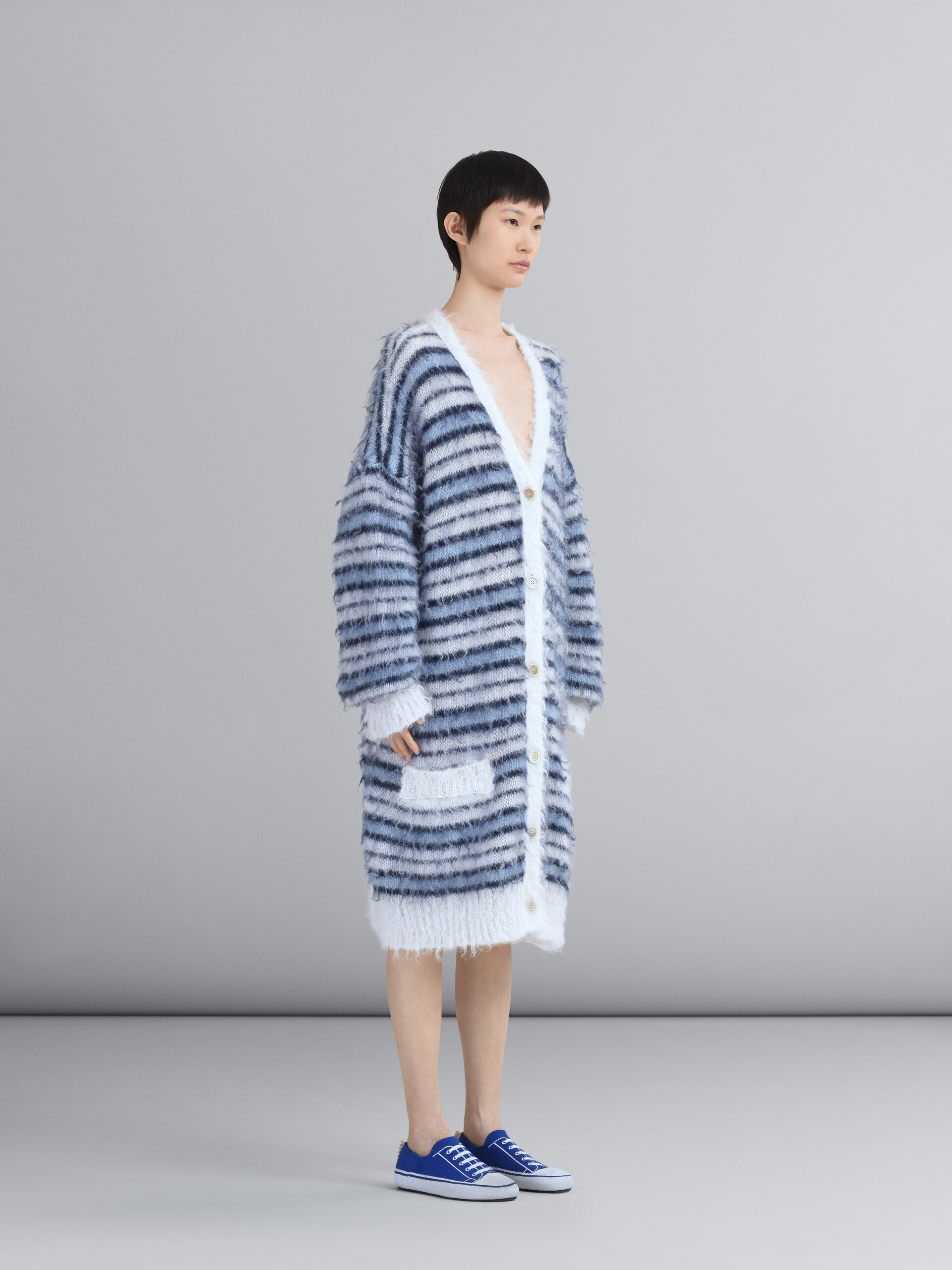 Striped Iconic mohair long cardigan - Pullovers - Image 5