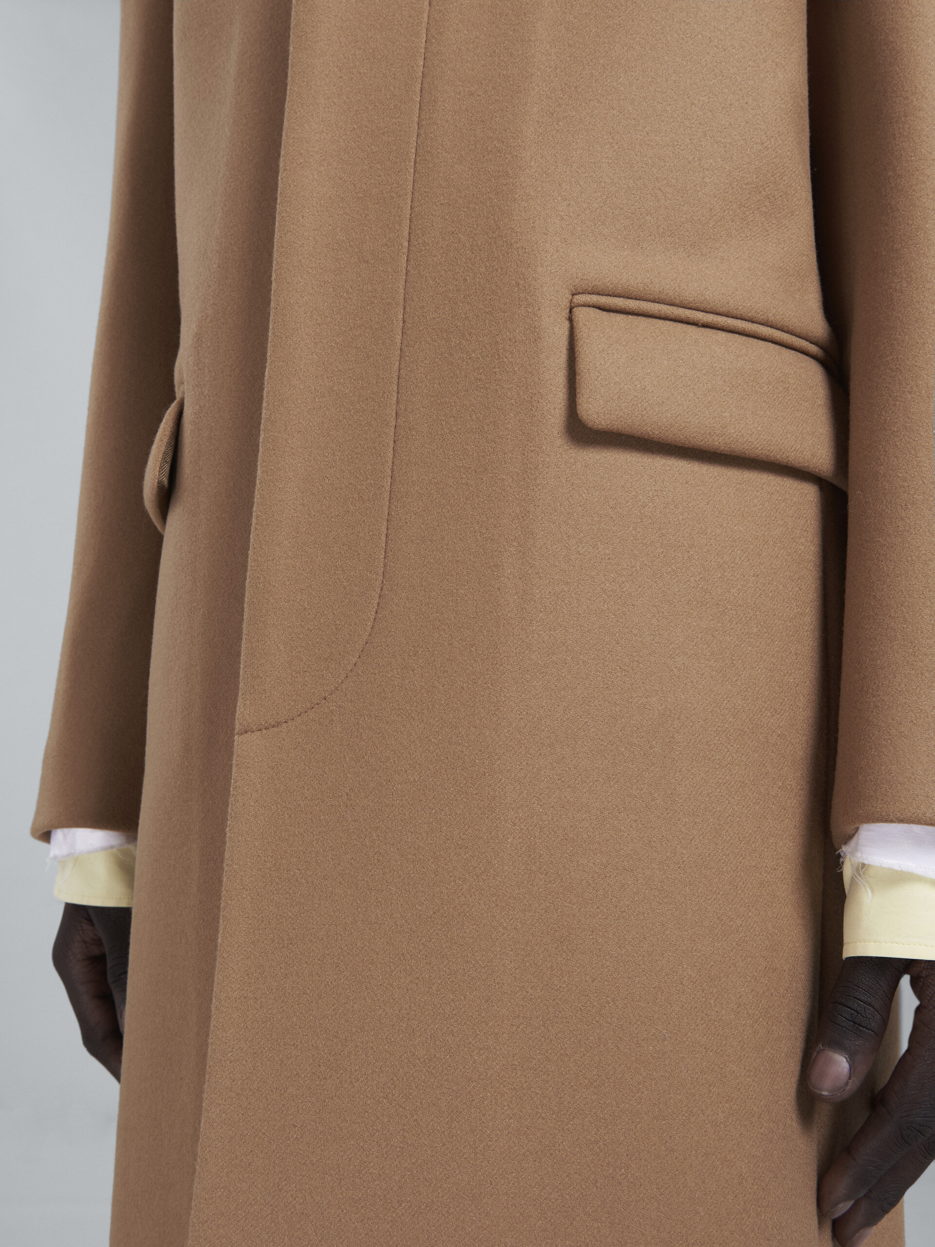 Brown wool coat with velvet collar - Coats - Image 5