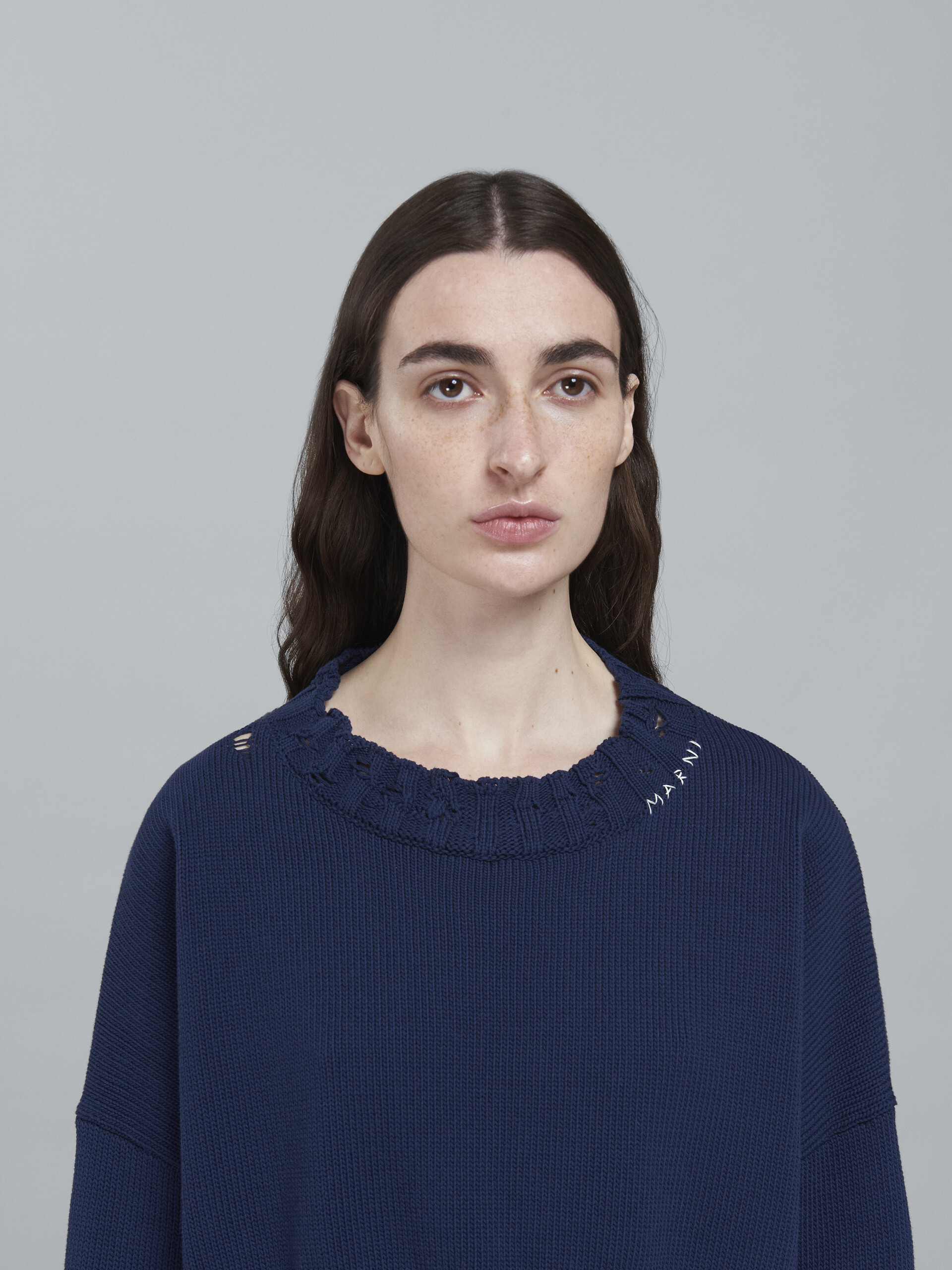 Cropped cotton crewneck sweater - Pullovers - Image 4