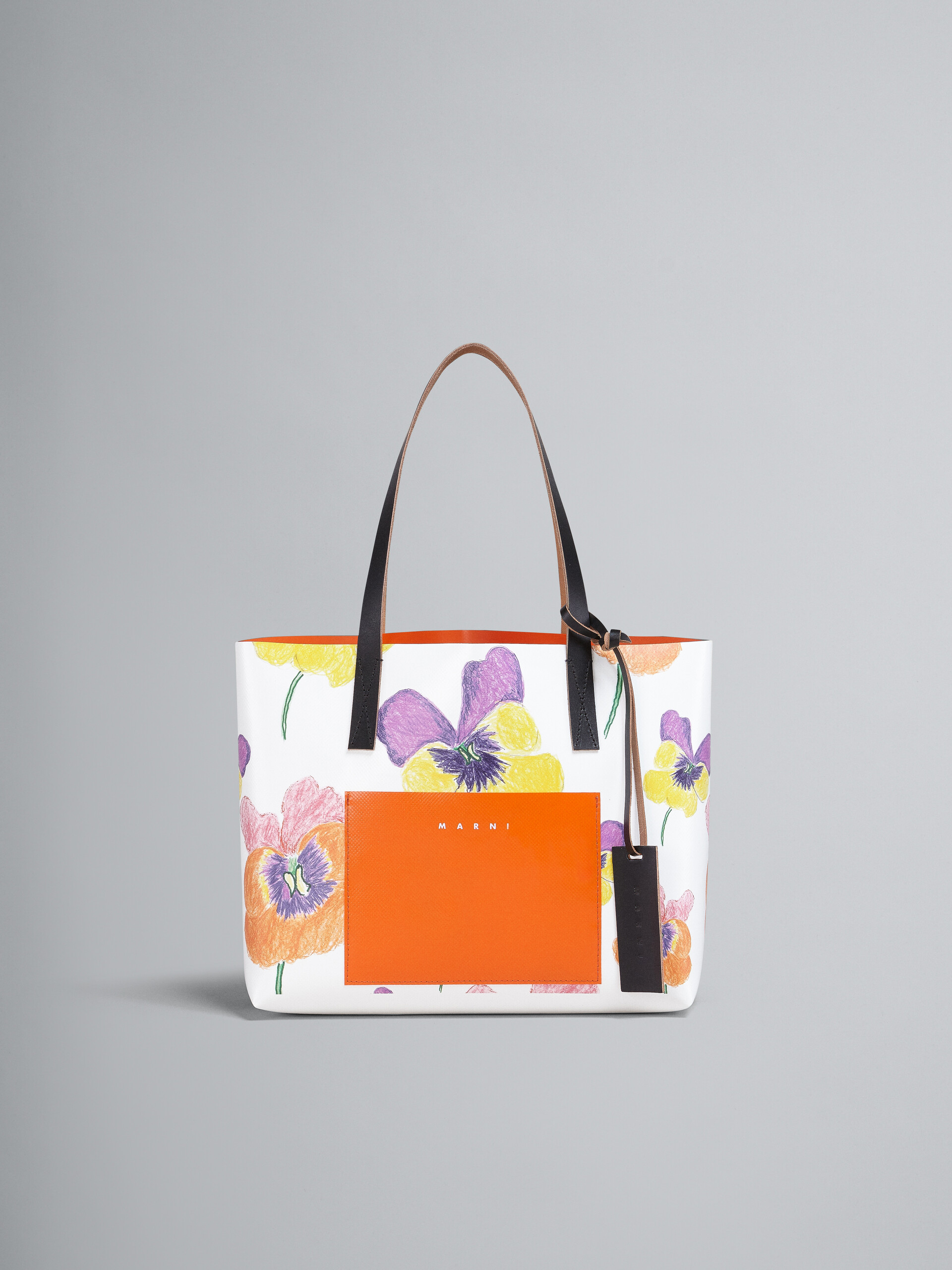 Pansies print PVC EW shopping bag - Shopping Bags - Image 1