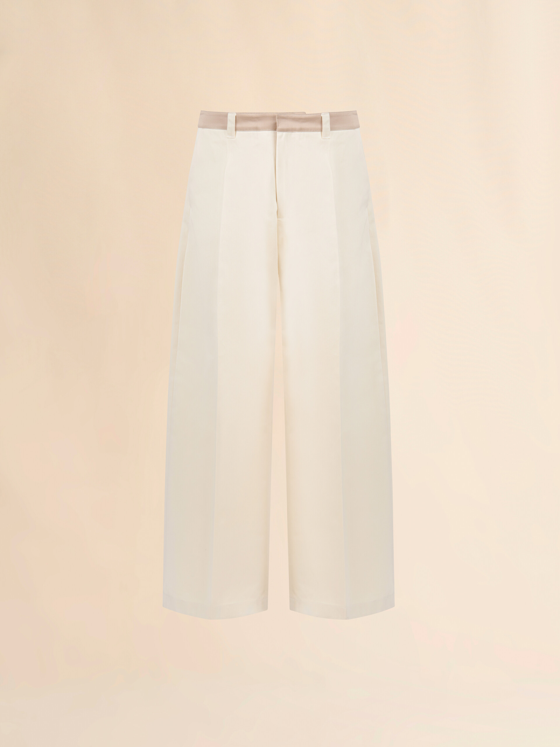White water-repellent gabardine smart trousers - Pants - Image 1