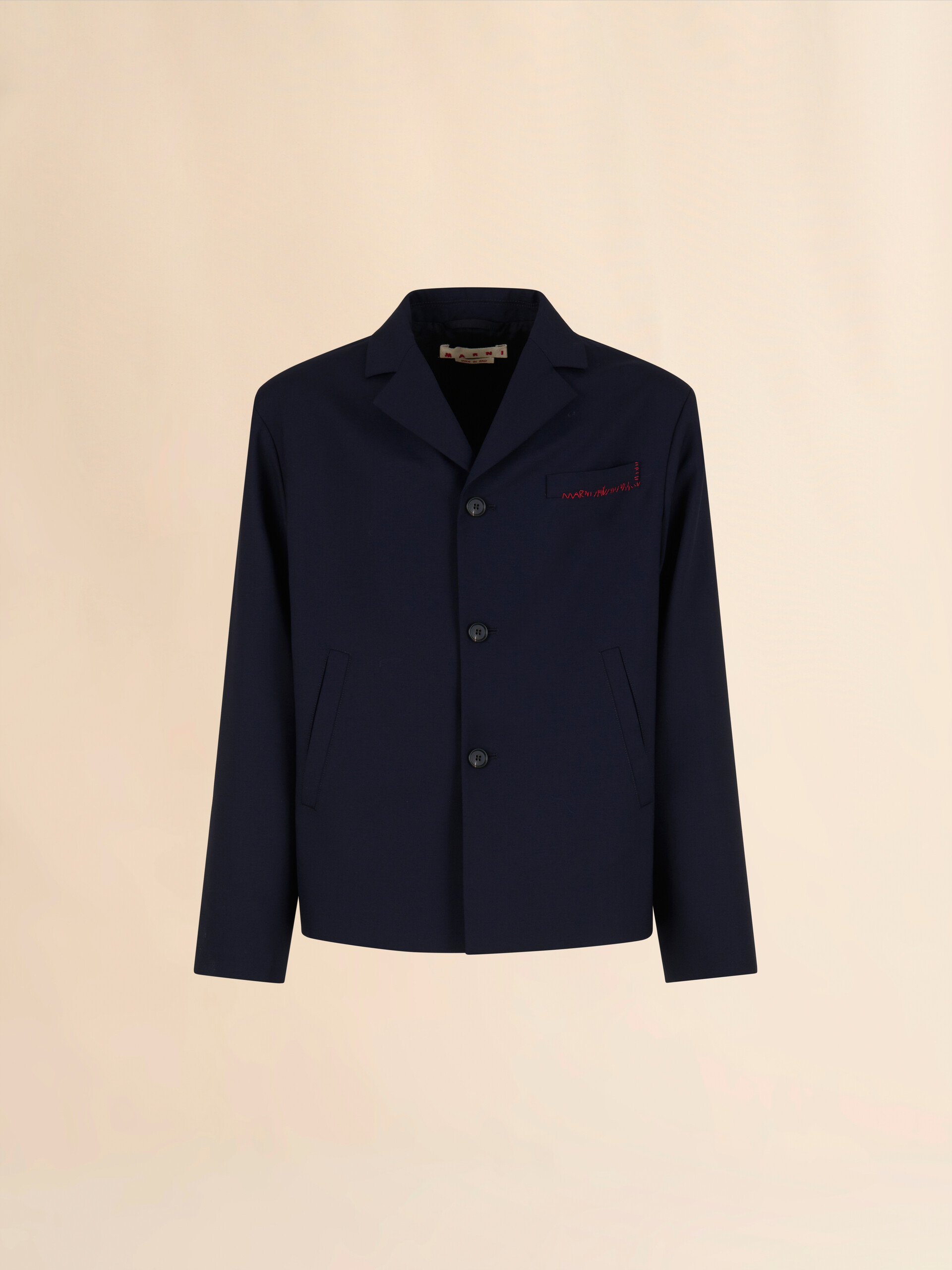 Deep blue single breasted wool jacket with Marni Symbol - Jackets - Image 1