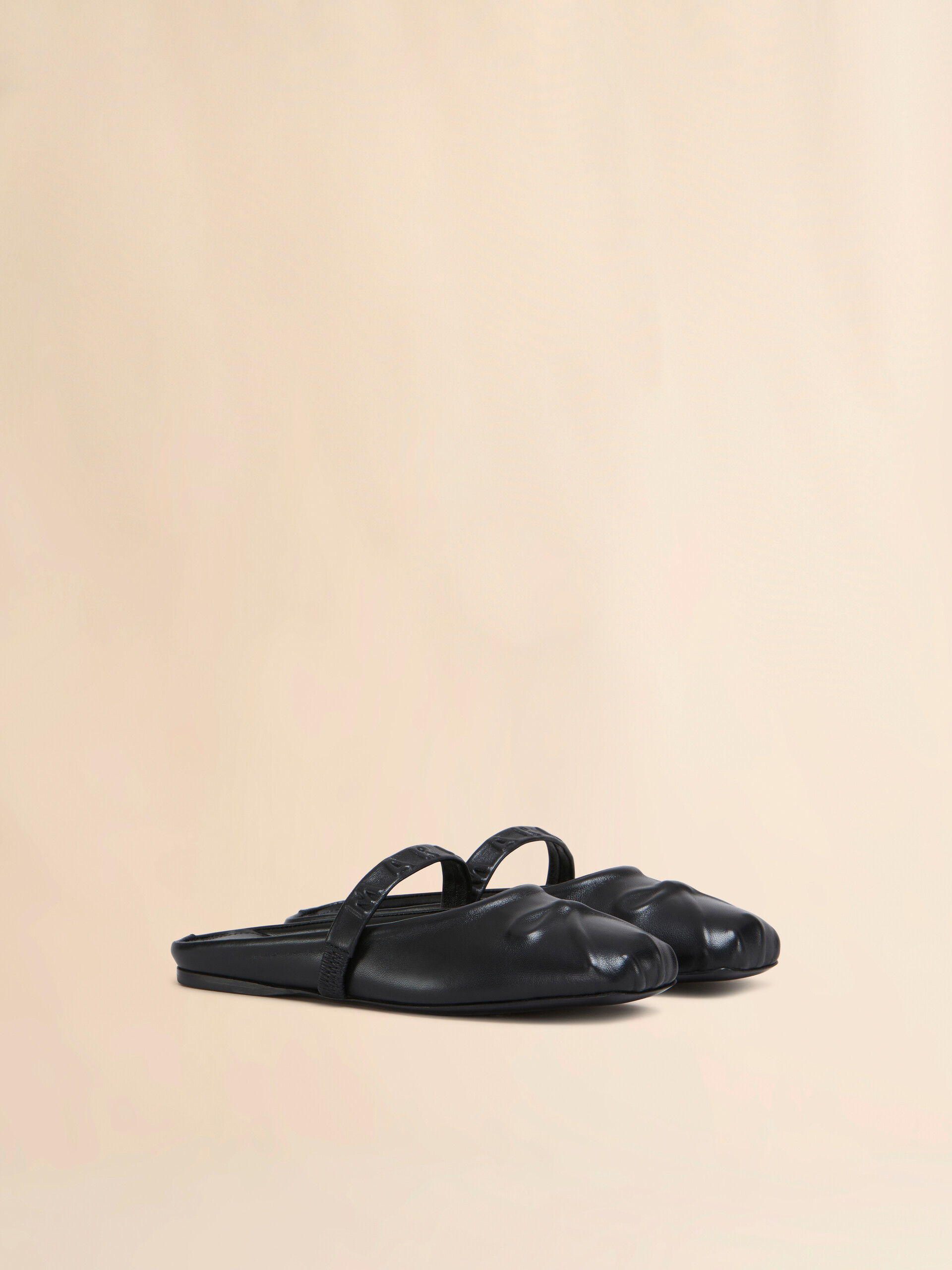 Black nappa leather Little Bow sabot ballet flat - Sandals - Image 2