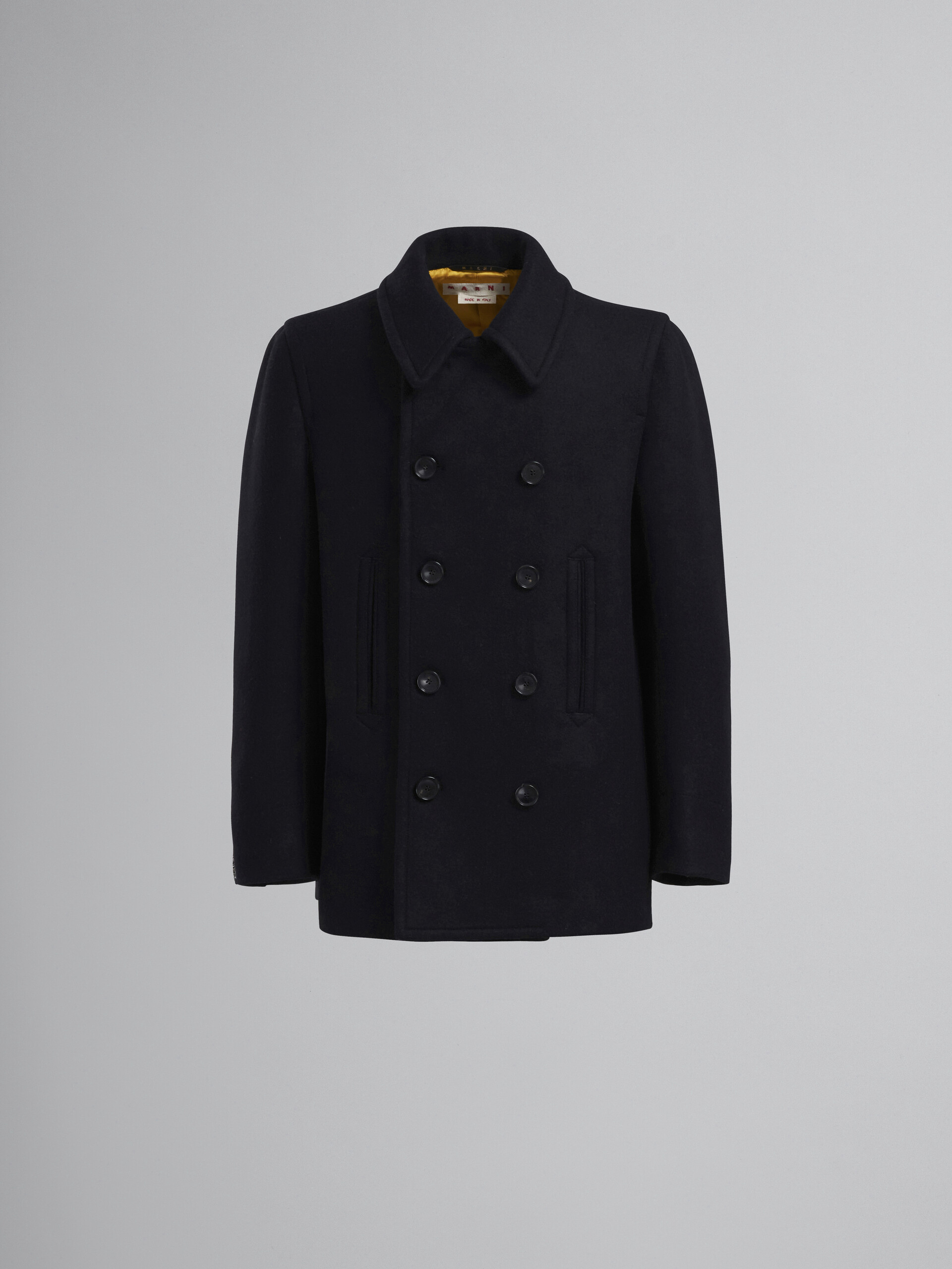 Black double-breasted wool peacoat - Coats - Image 1