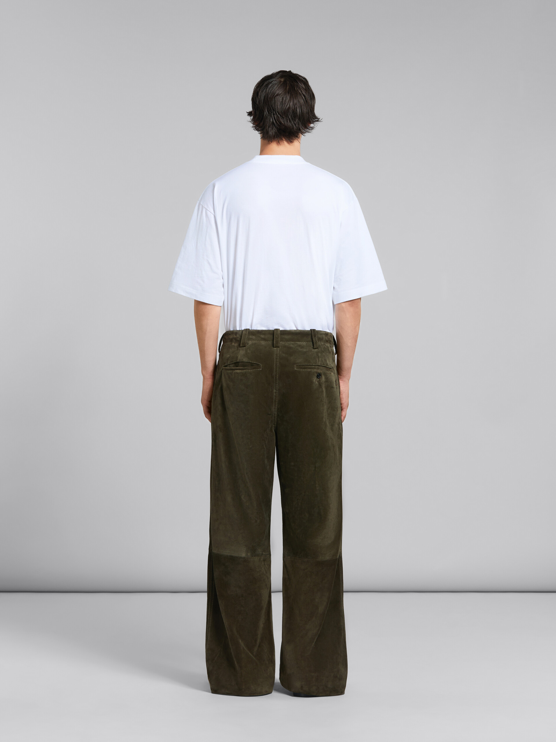 Green compact suede trousers - Pants - Image 3