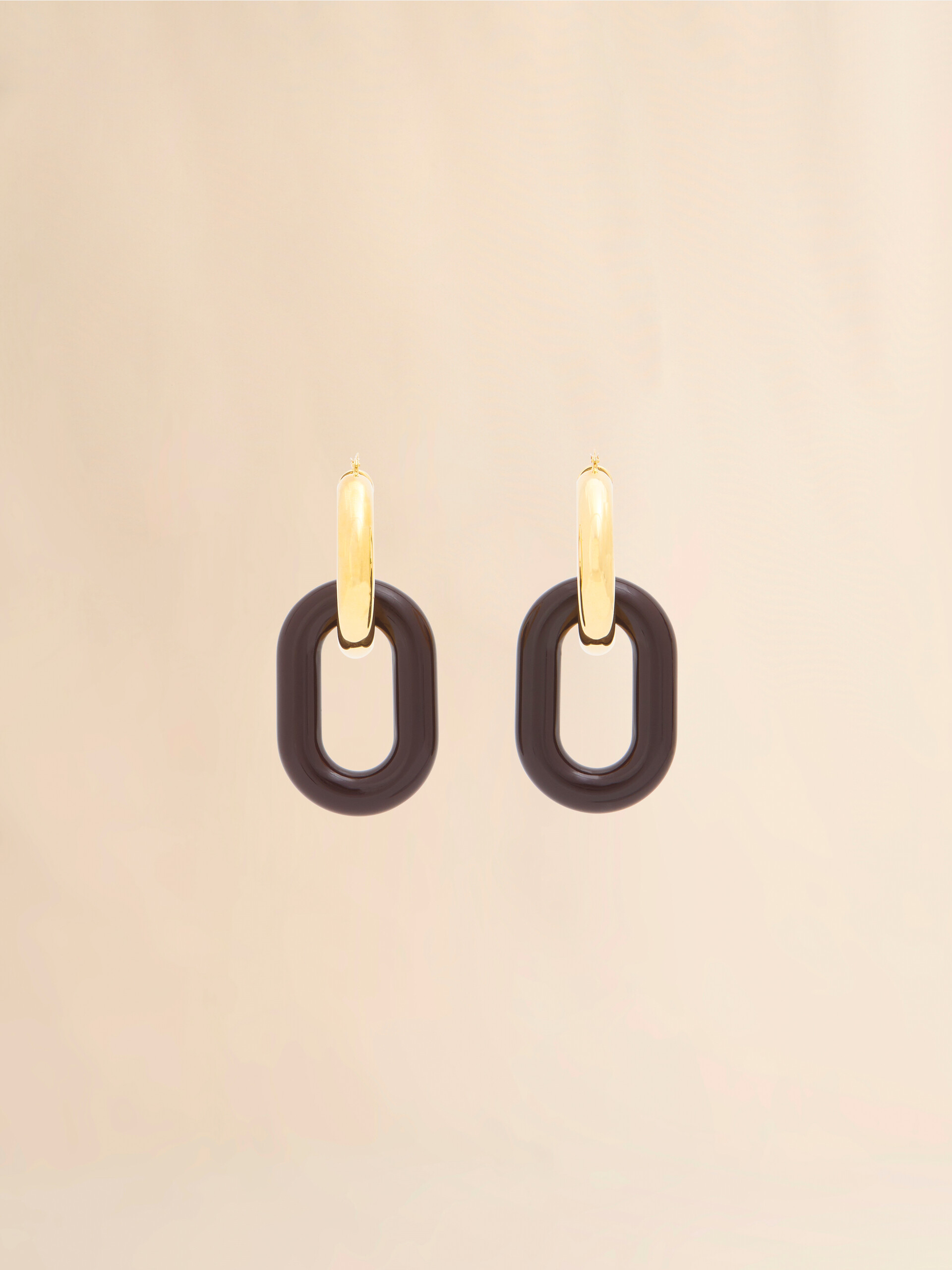 Brown resin chain earrings - Earrings - Image 1