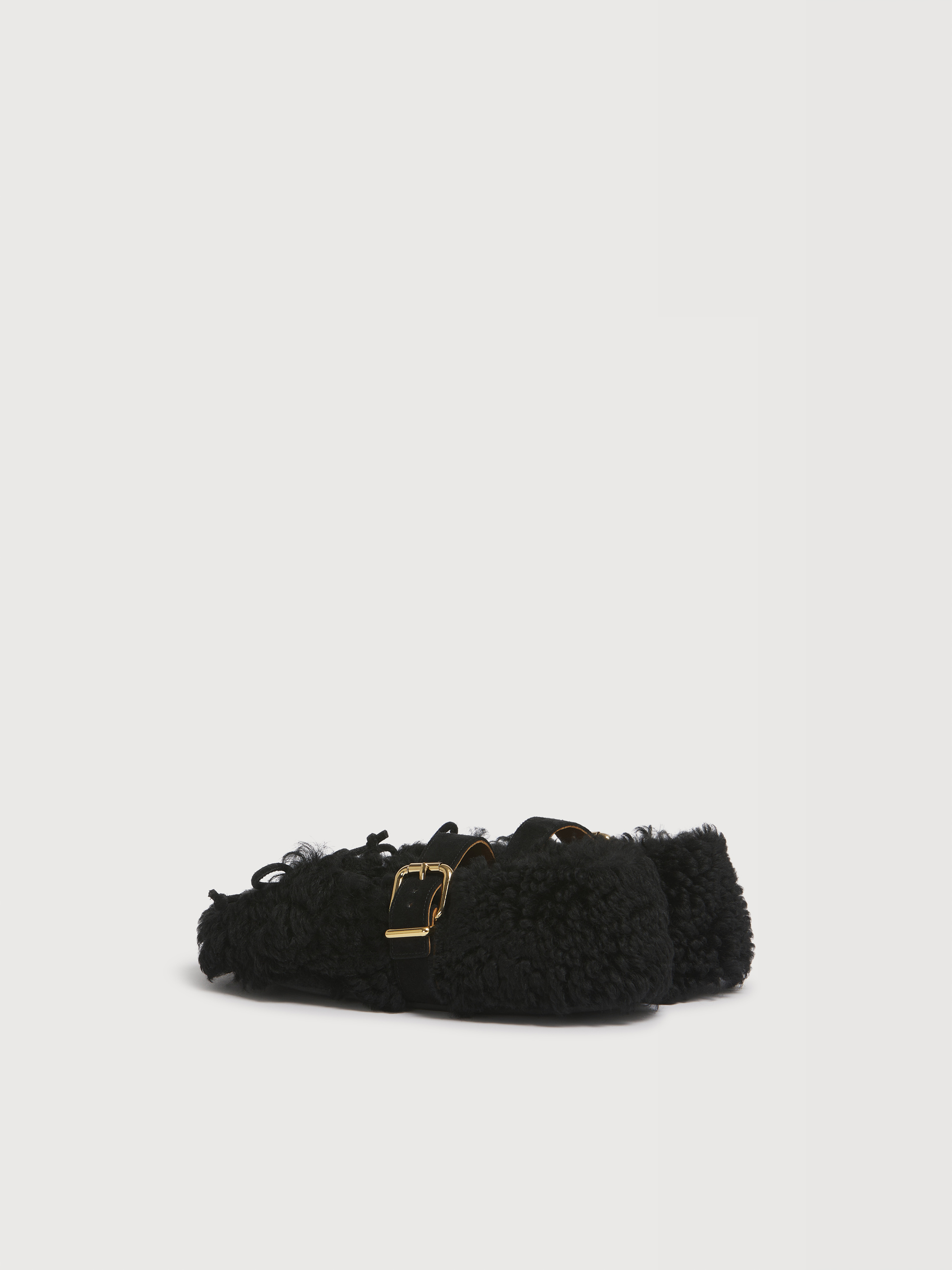 Black shearling ballerina with buckle - Ballet Shoes - Image 3