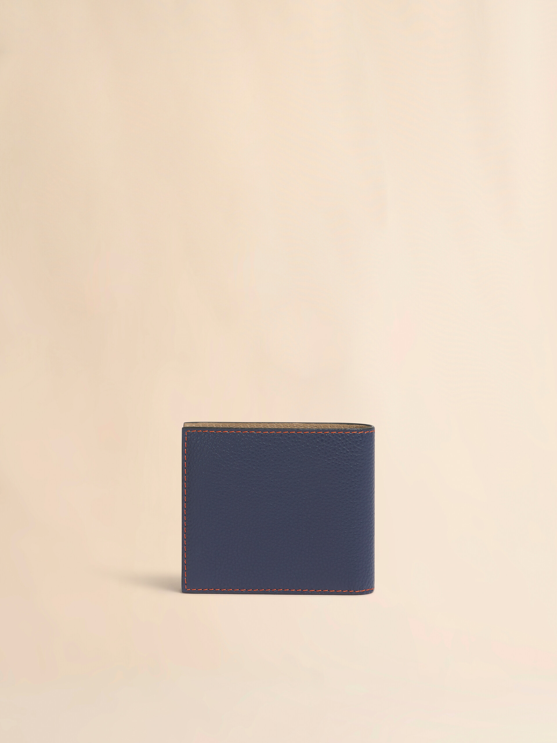 ブルー レザー製二つ折りウォレット、コントラストステッチ入り - 財布 - Image 3