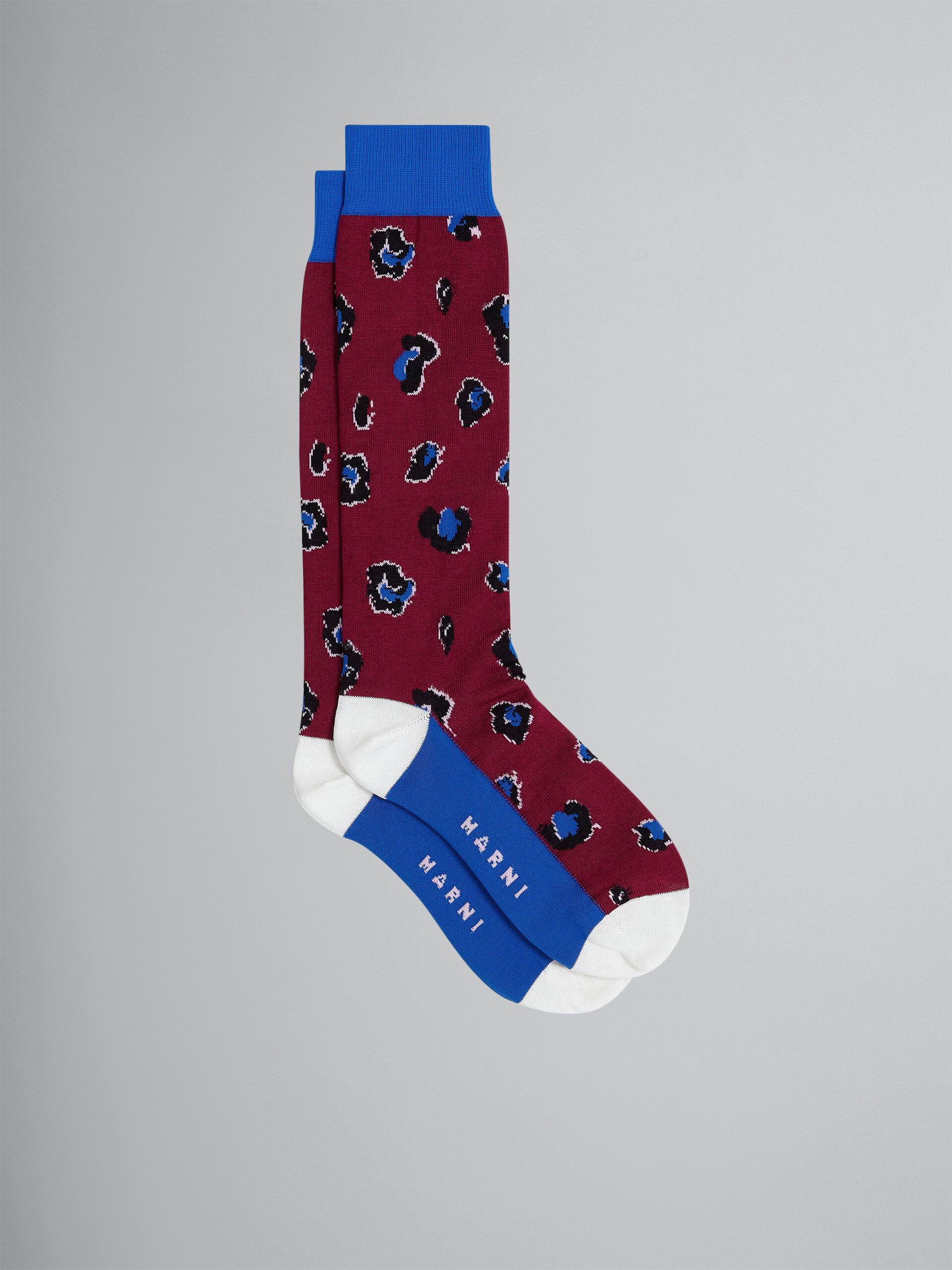 Burgundy Feline Twist cotton and nylon socks - Socks - Image 1
